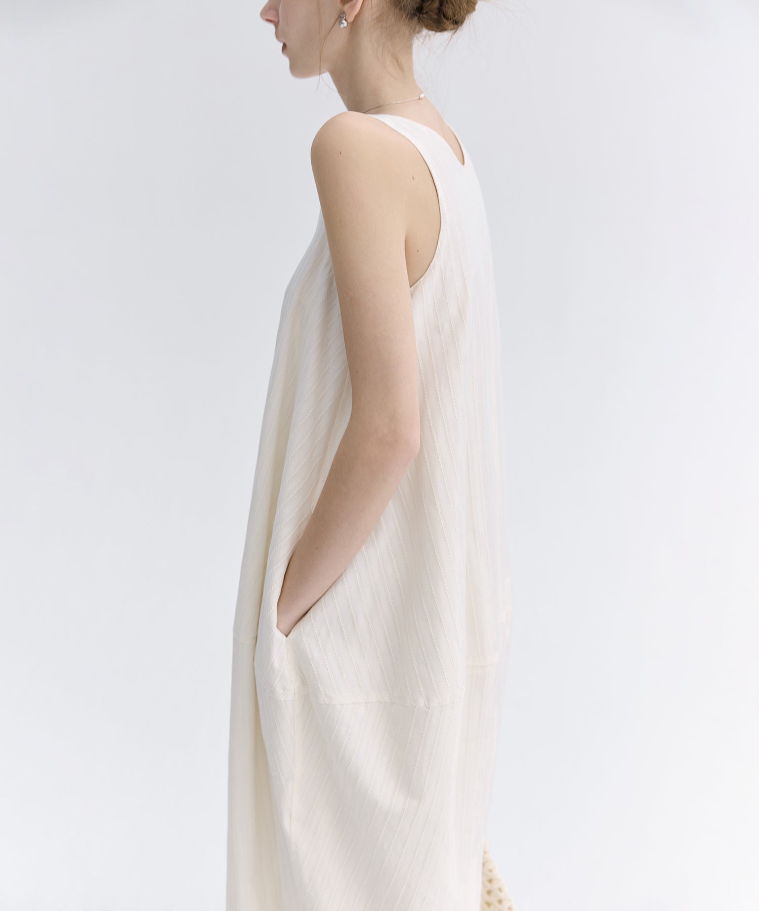 Jacquard Stripe Cocoon Sleeveless Dress