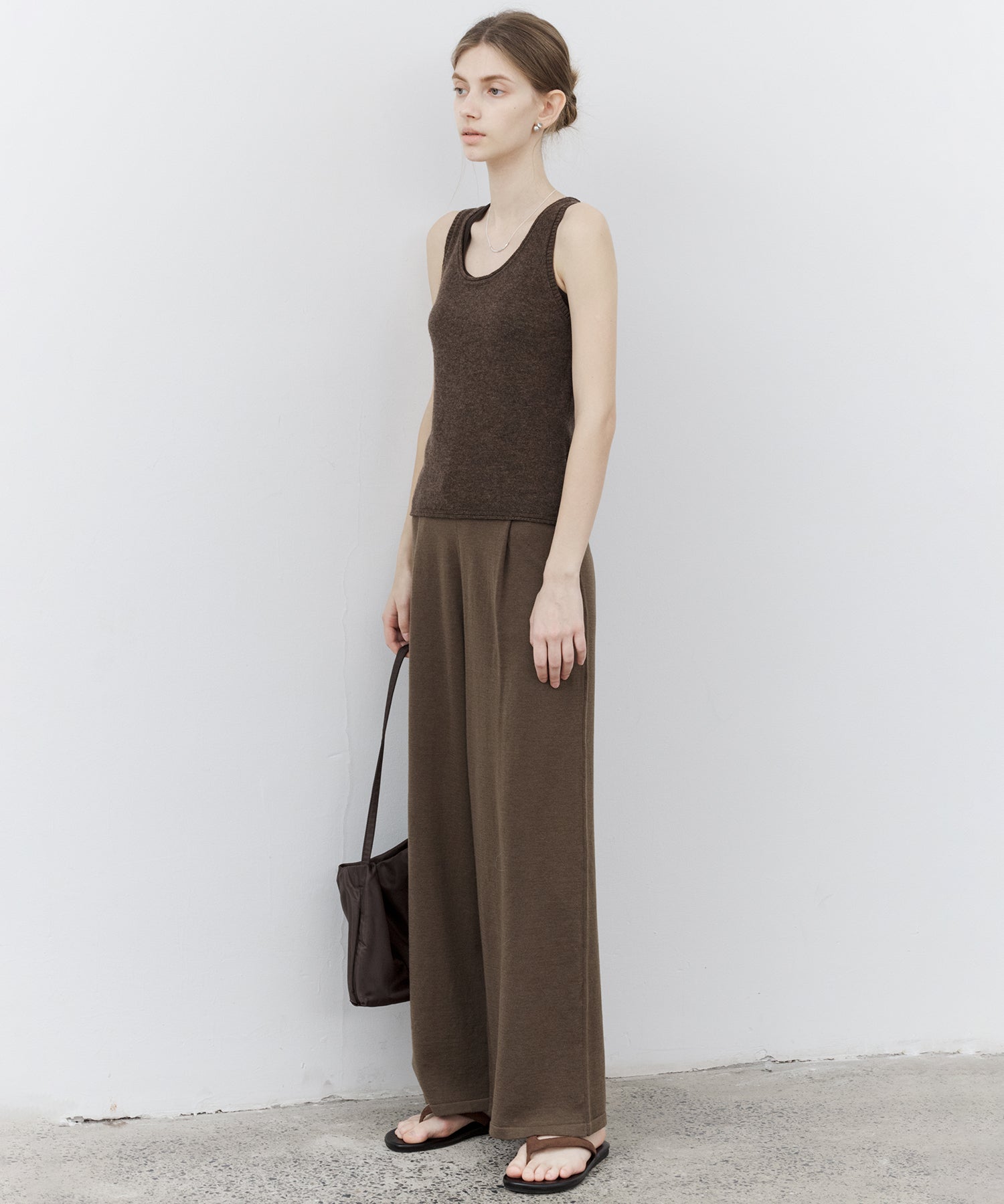 Drawstring Knit Wide Pants