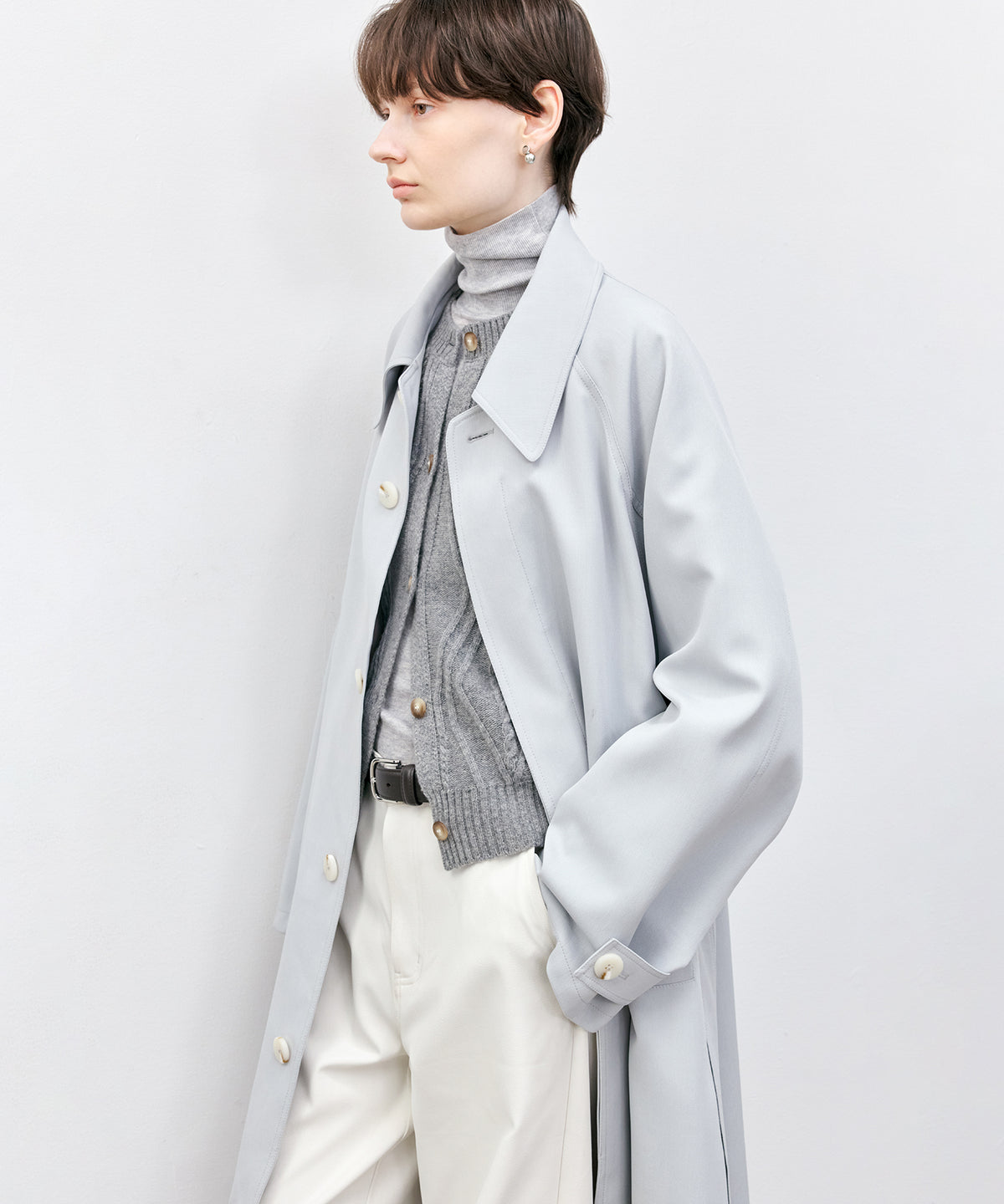 Big Collar Belted Trench Coat