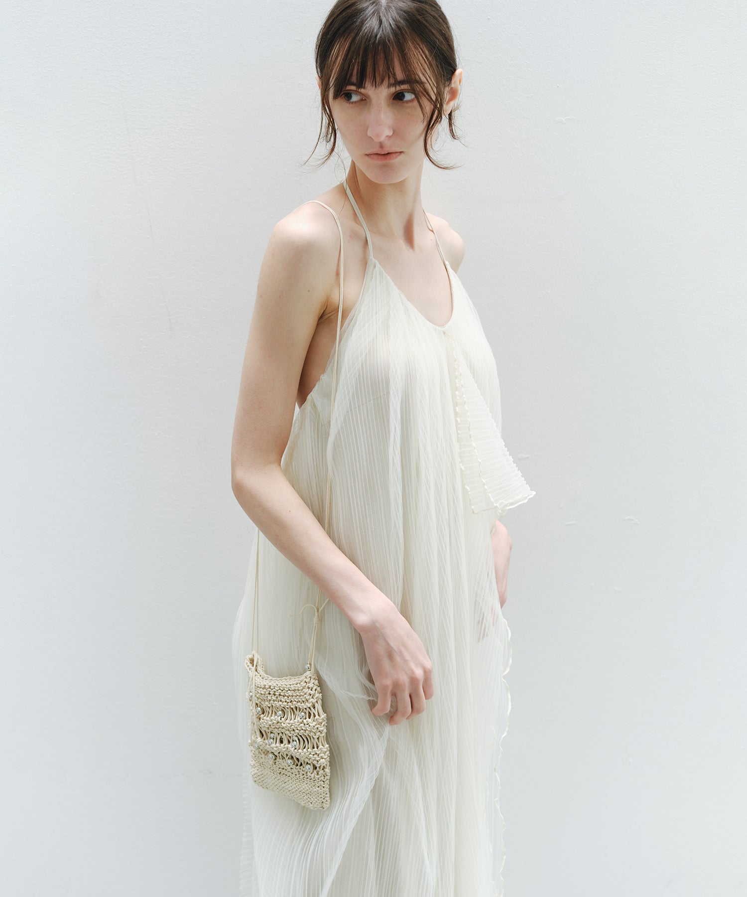 「6月上旬~中旬出荷」Sheer Pleated Cocoon Dress