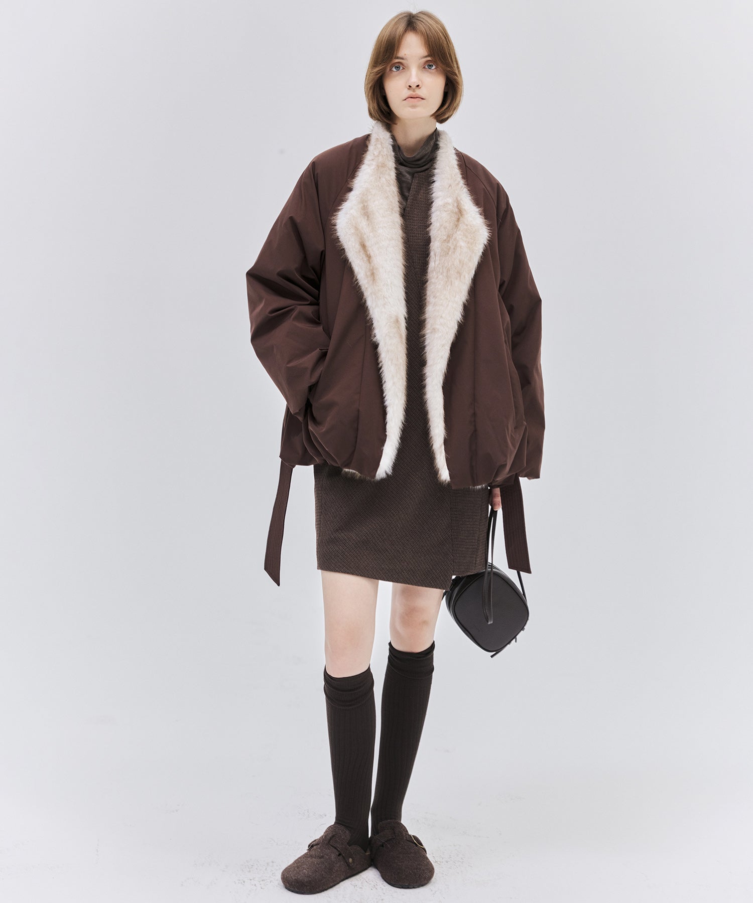 Faux Fur Collar Balloon Down Jacket
