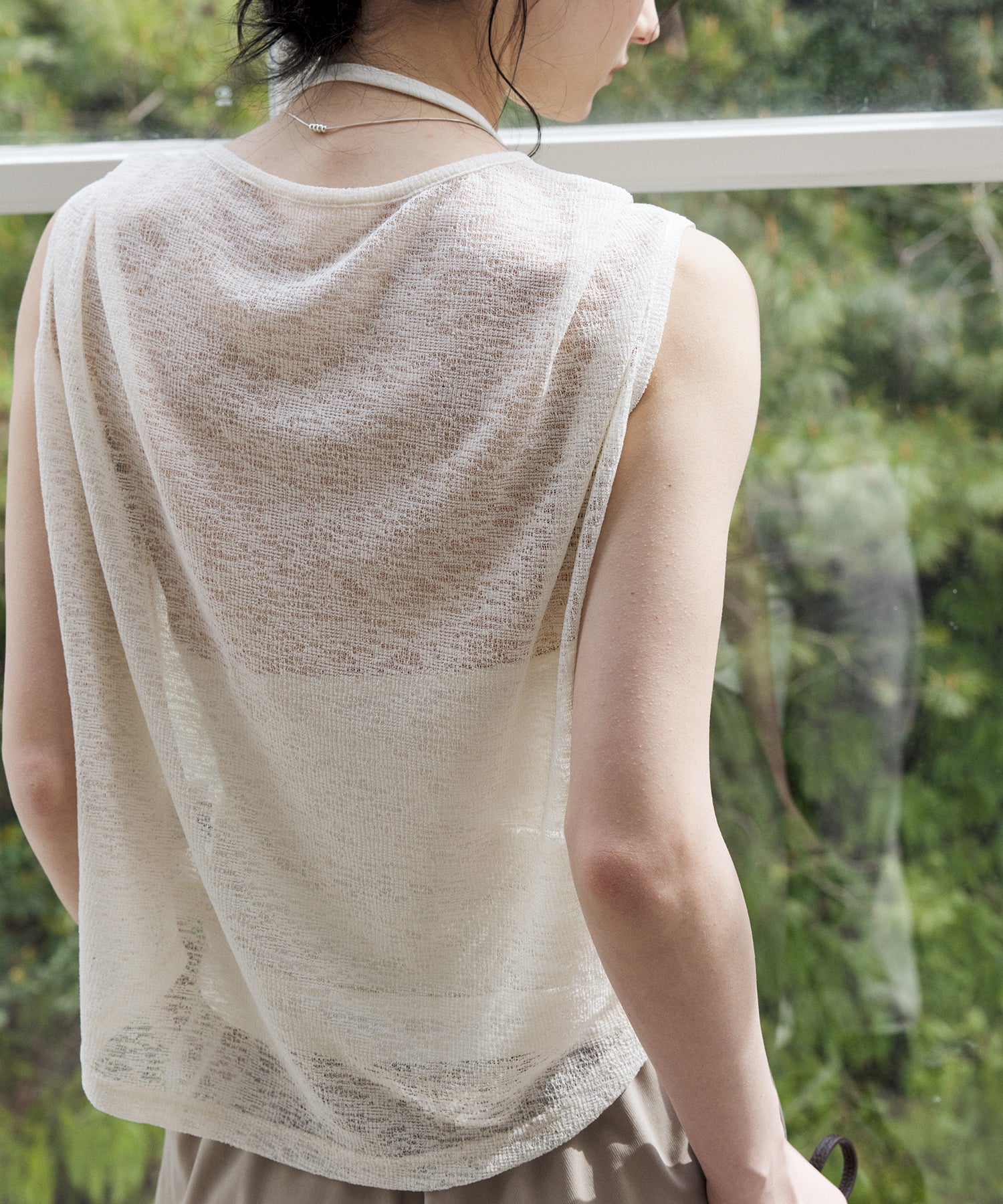 Sheer Asymmetric Sleeveless Top