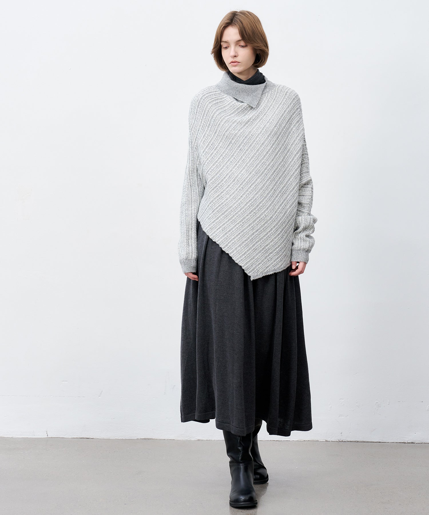 Asymmetric Textured Knit Sweater