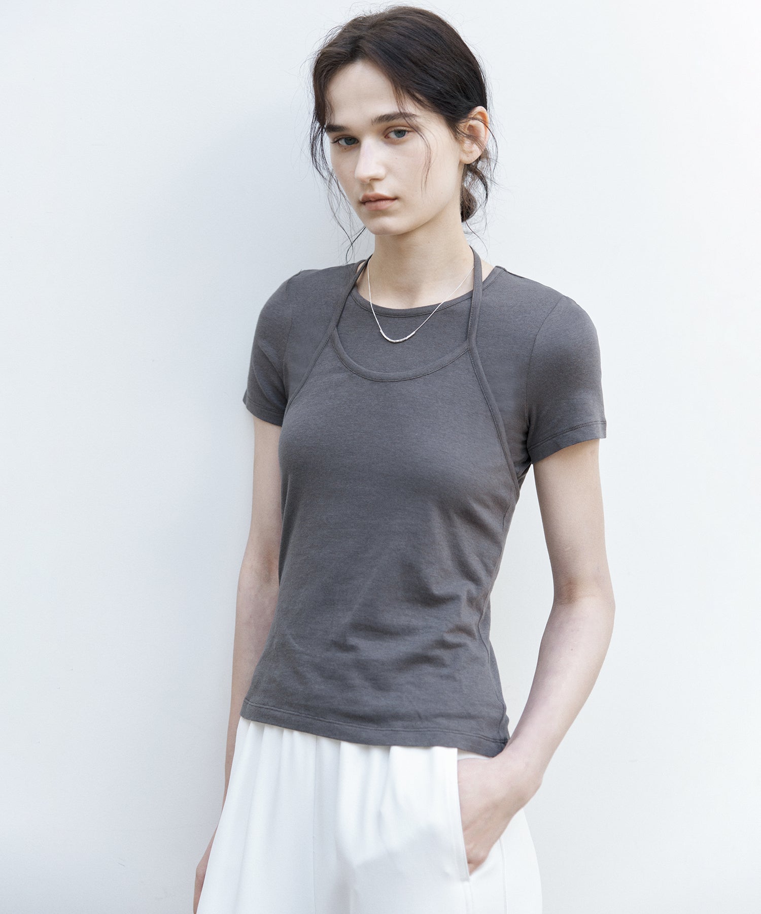 Layered Halter Neck T-Shirt Set