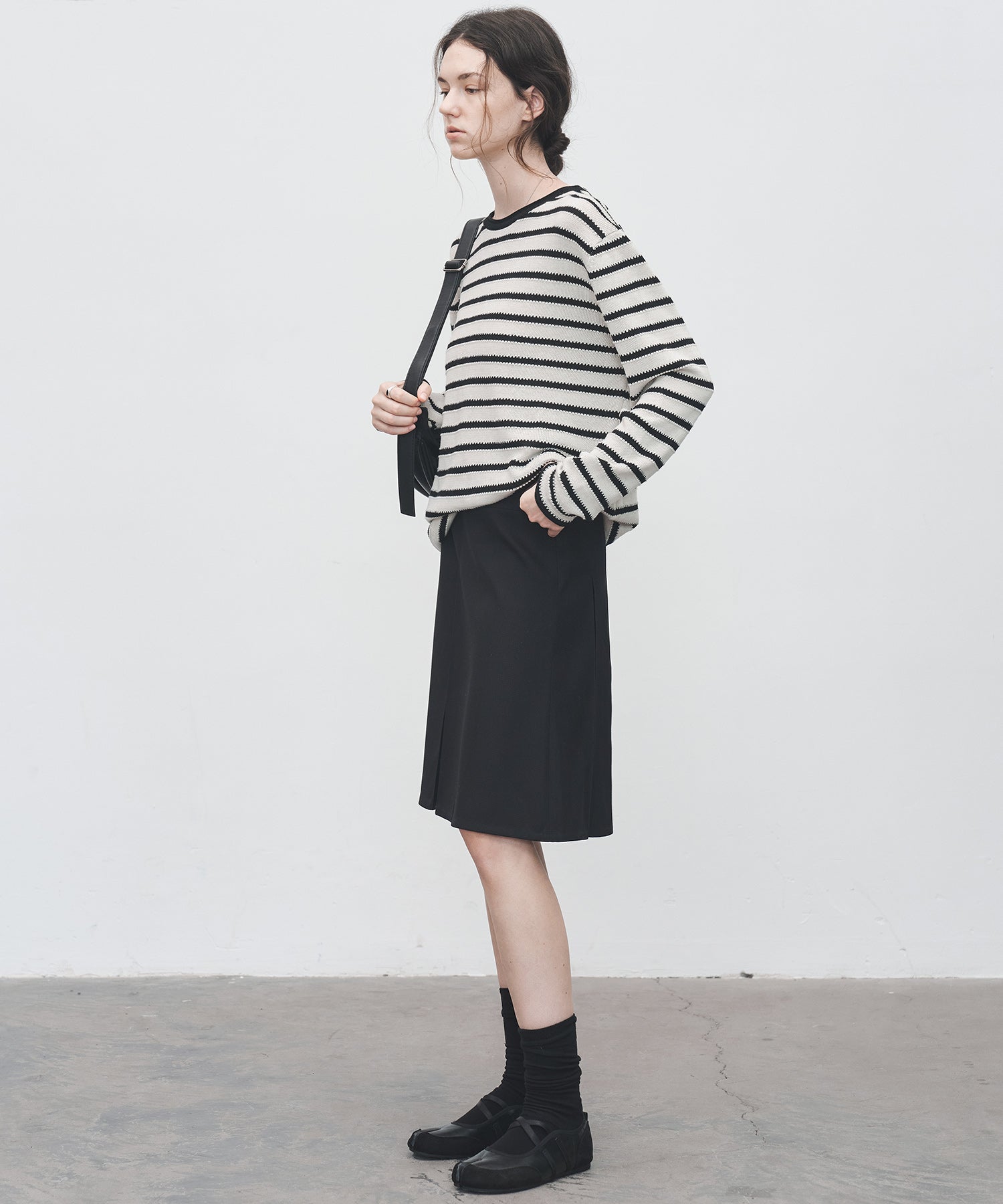 2-Way Pleated Suit Midi Skirt – High Waist A-Line Fit