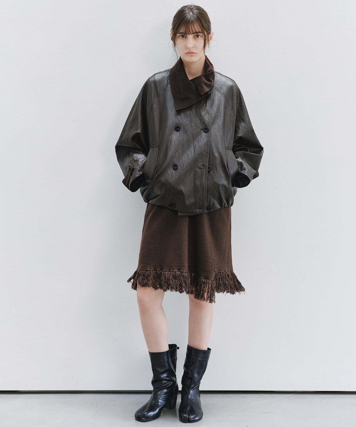 「10月下旬出荷予定」Corduroy Collar Docking Short Blouson Jacket