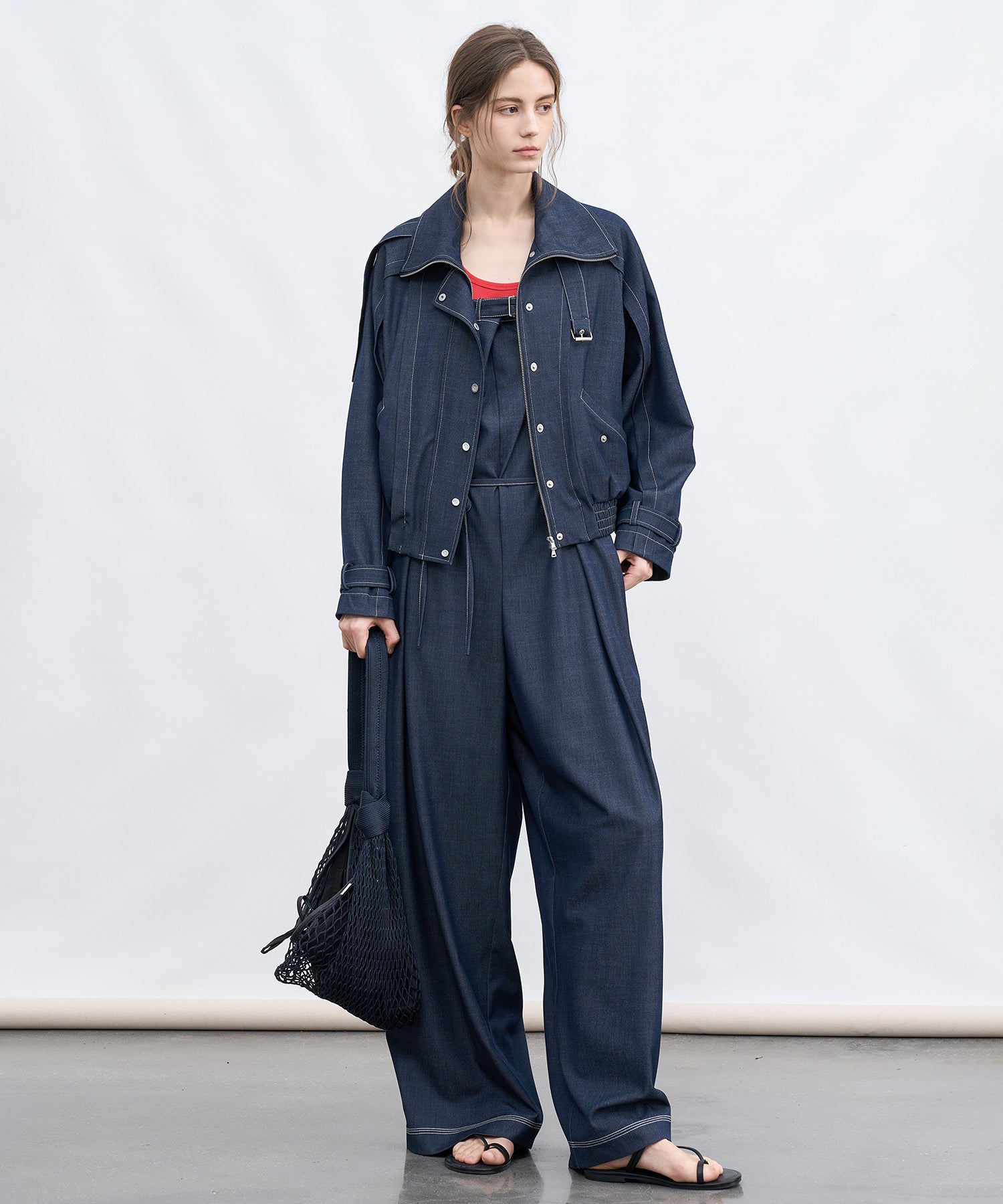 Lightweight Denim-Style Wide Leg Jumpsuit