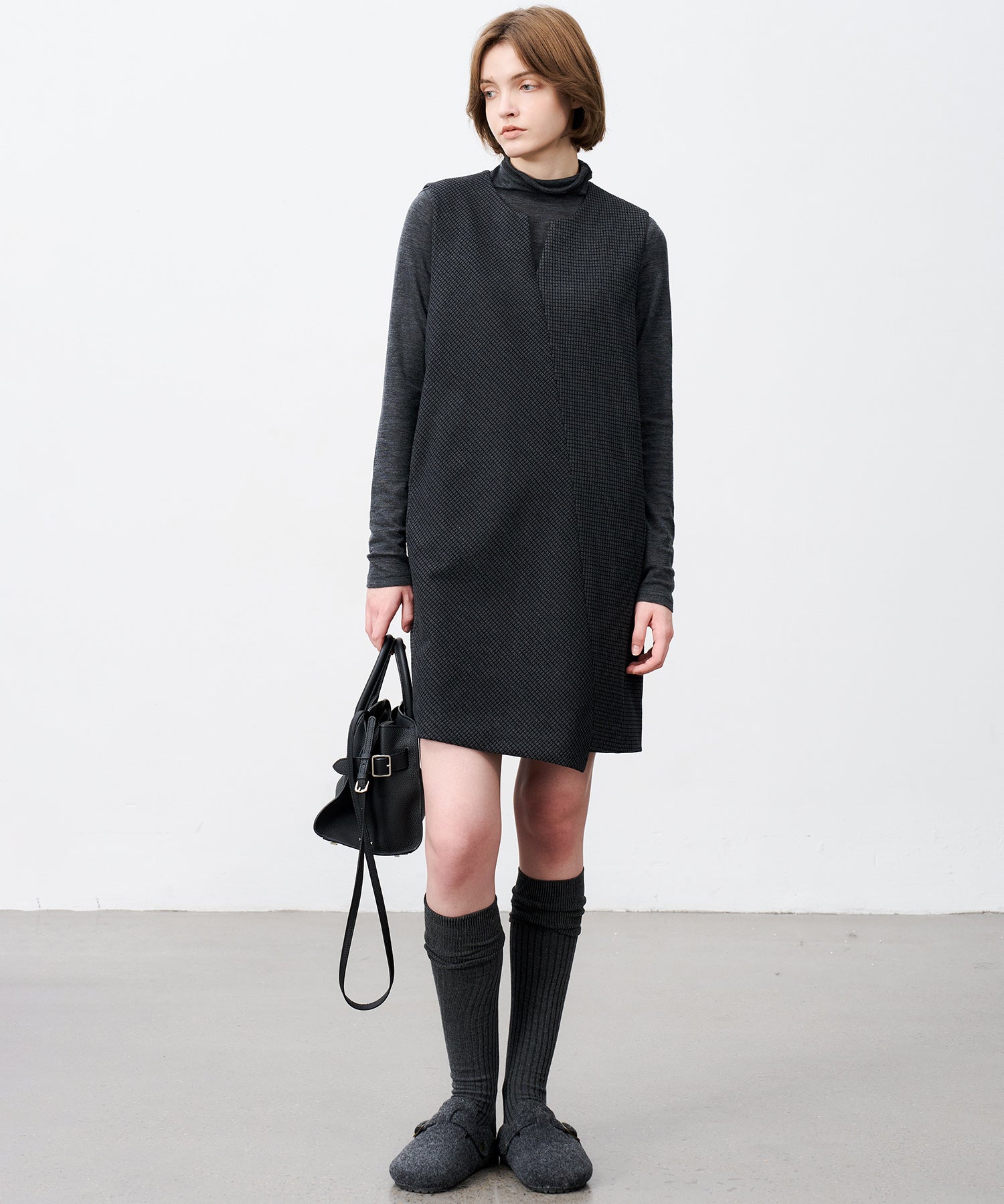 Jacquard Check Straight Jumper Dress