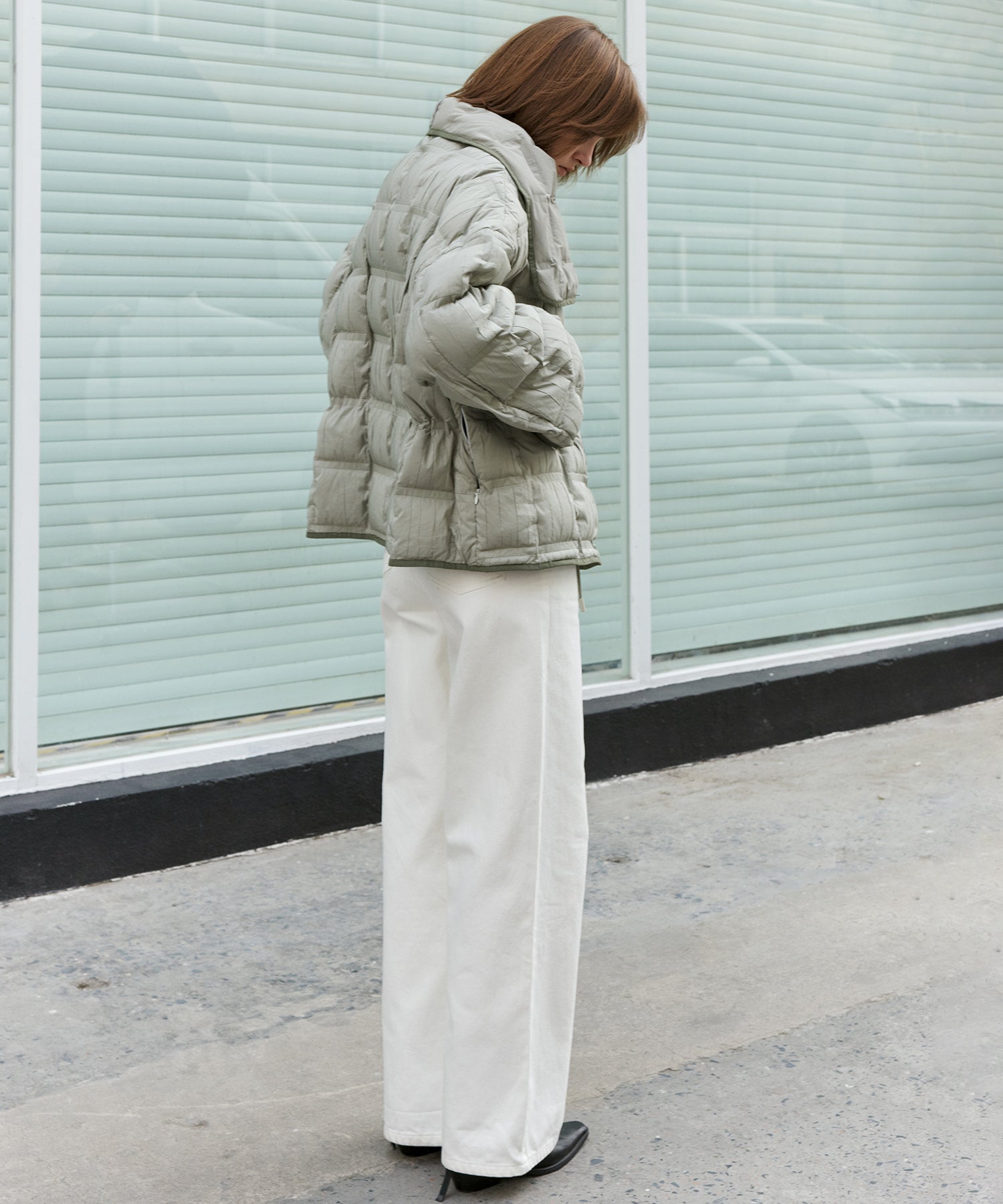 Crinkled Stand Collar Down Jacket