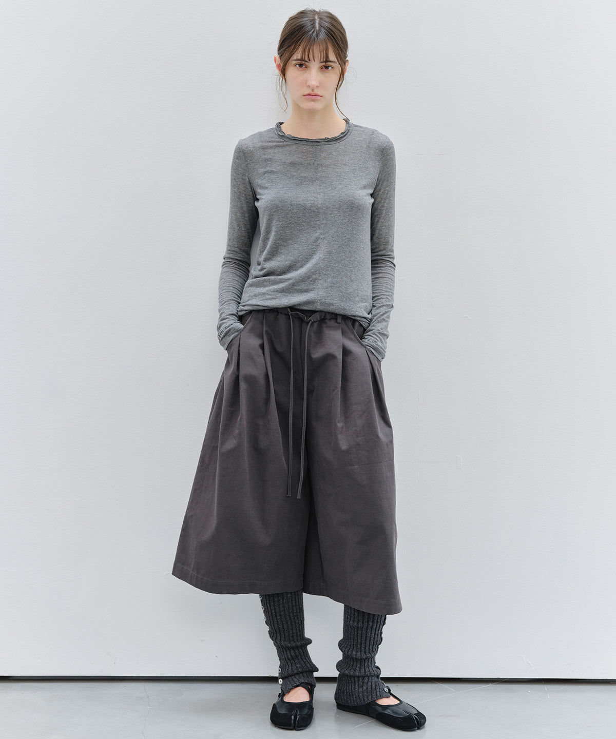 「9月下旬出荷予定」Drawstring Waist Wide Midi Pants
