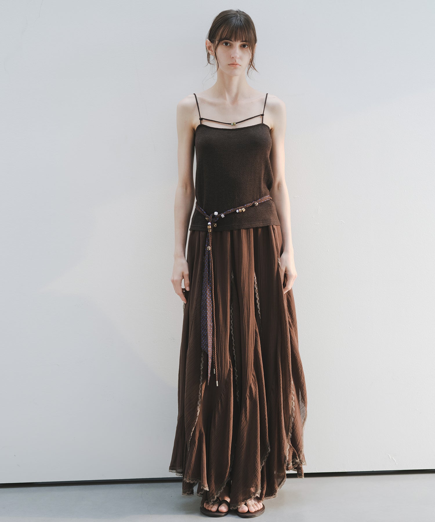 「8月中旬~下旬出荷」Wool Silk Beaded Strap Camisole