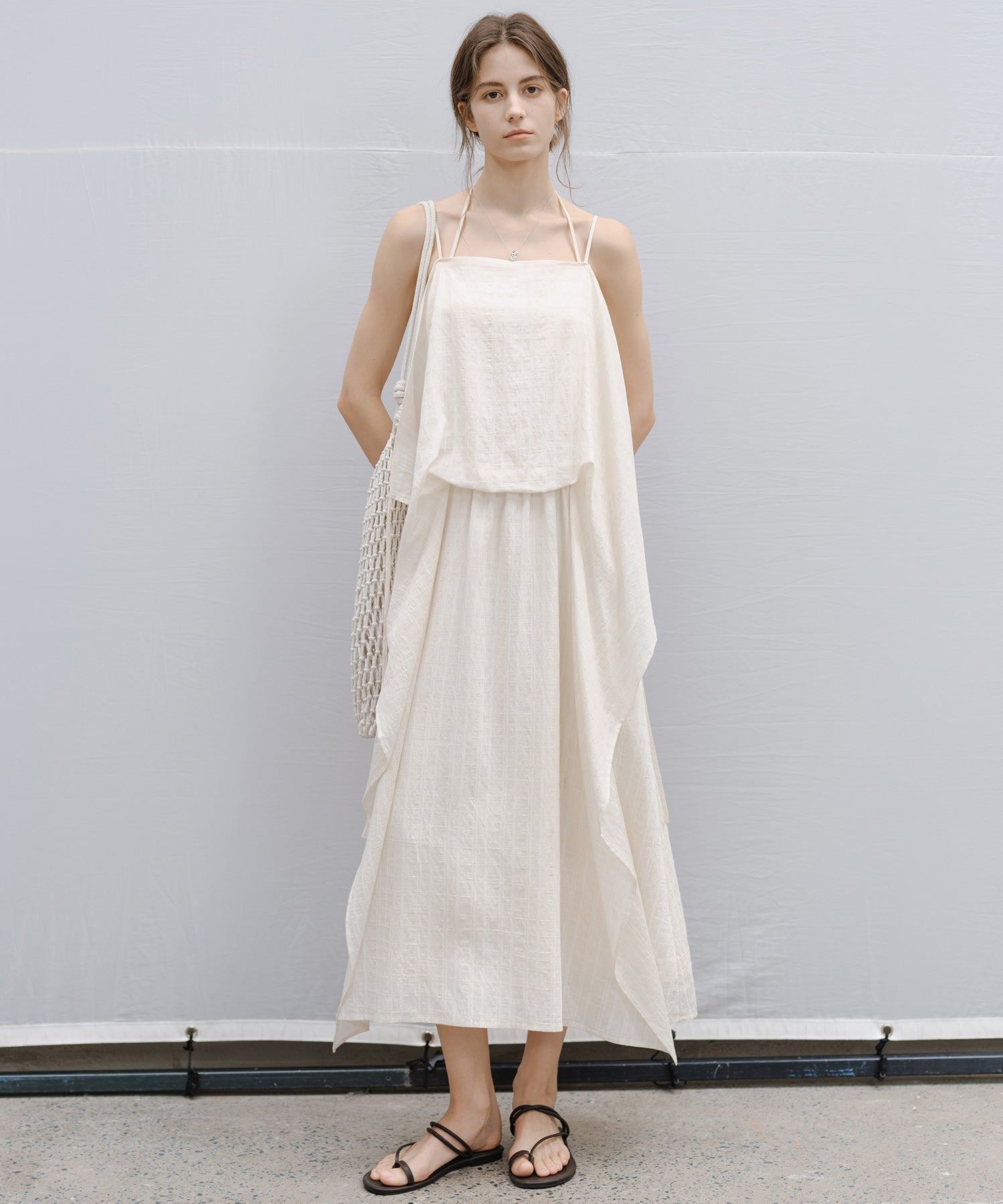 Textured Crepe Slip Dress