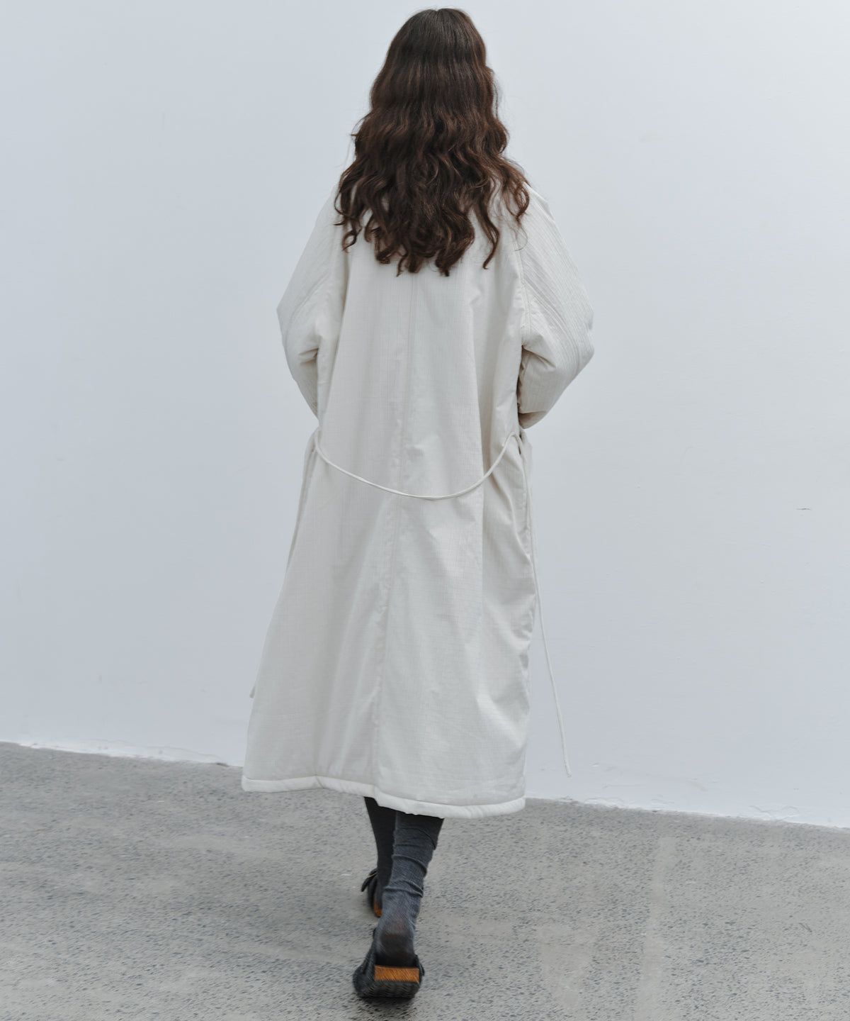 「10月下旬出荷予定」Striped Quilted Belted Long Coat
