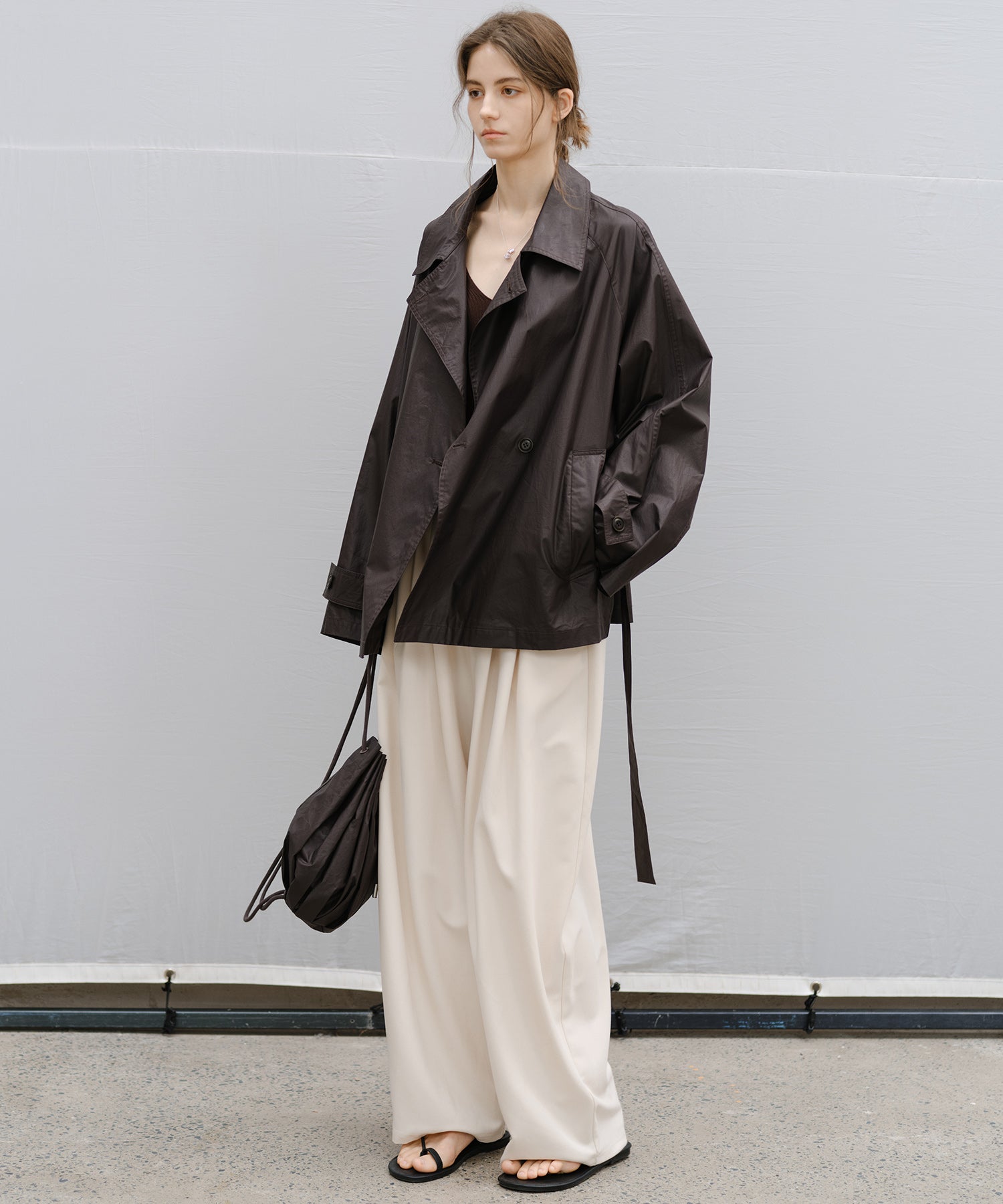 "Shipping from late February to early March" Belted Cropped Trench Jacket