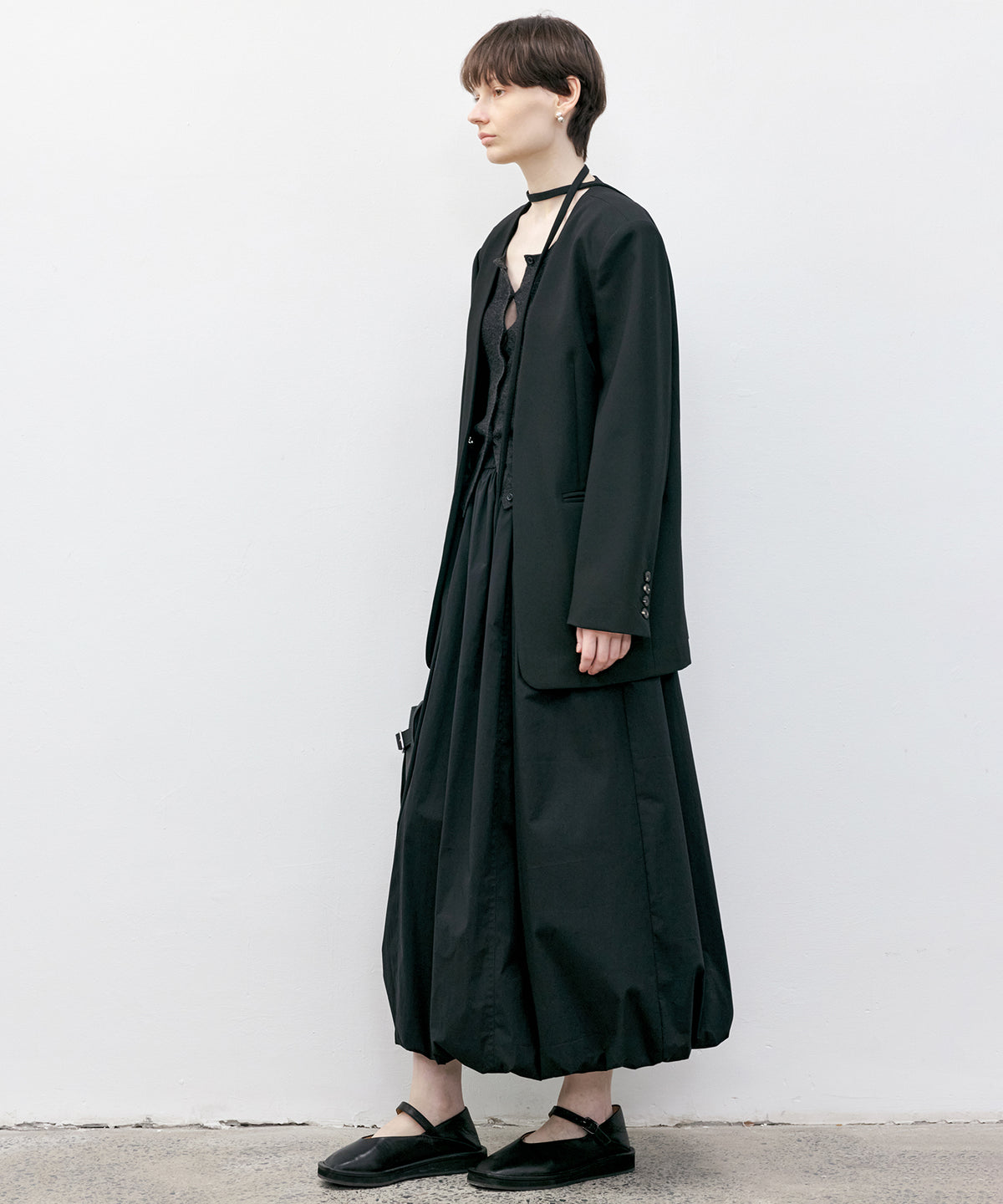 Collarless Oversized Tailored Jacket