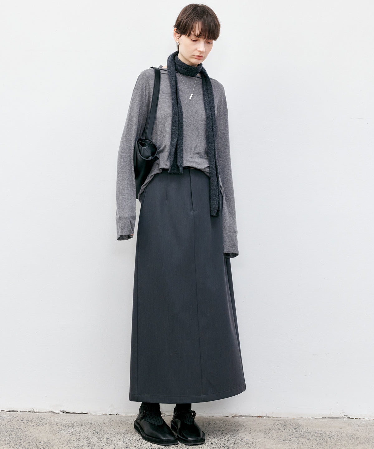 Back Slit Straight Maxi Skirt