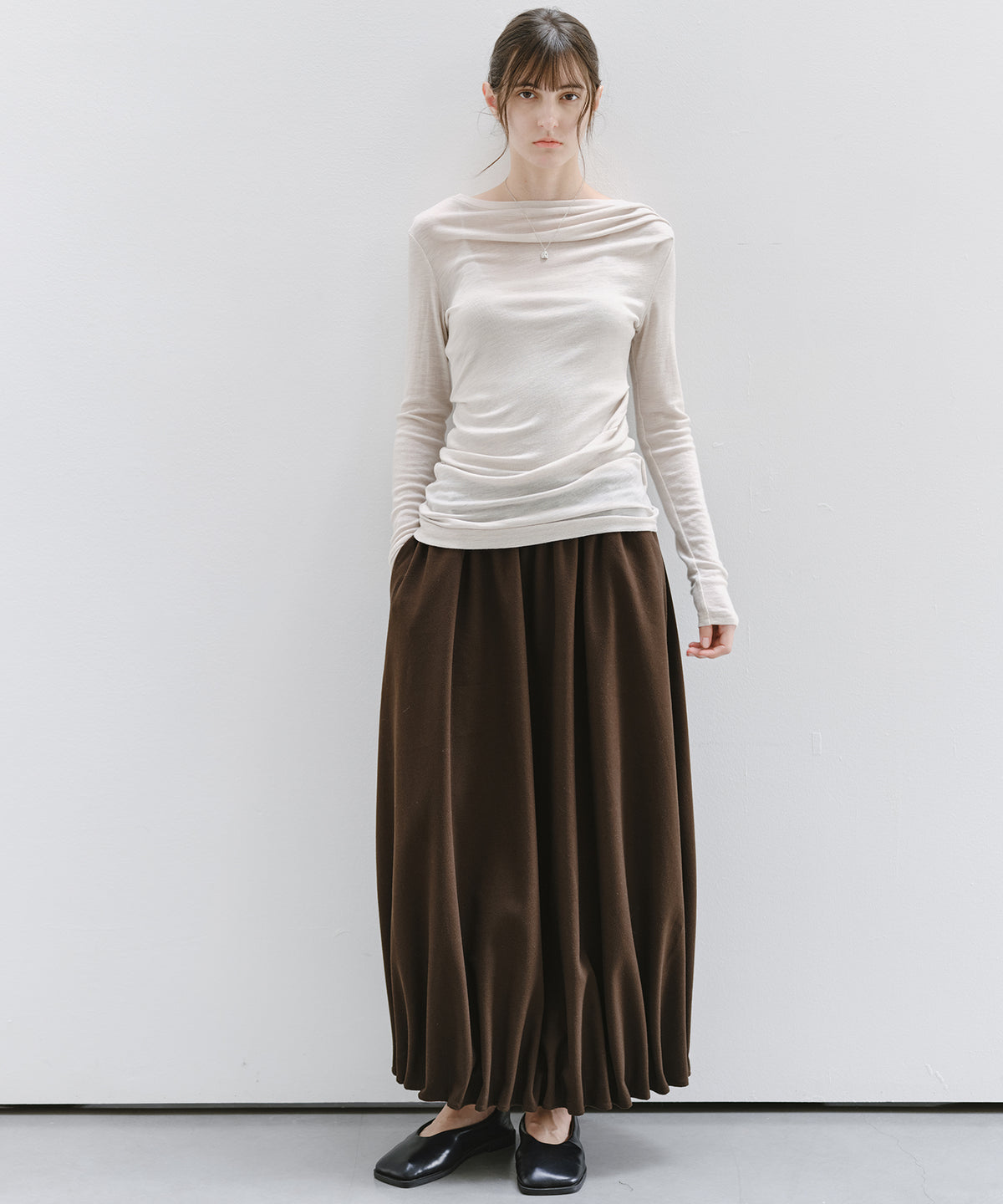 「10月下旬出荷予定」Wool-Like Balloon Flare Skirt