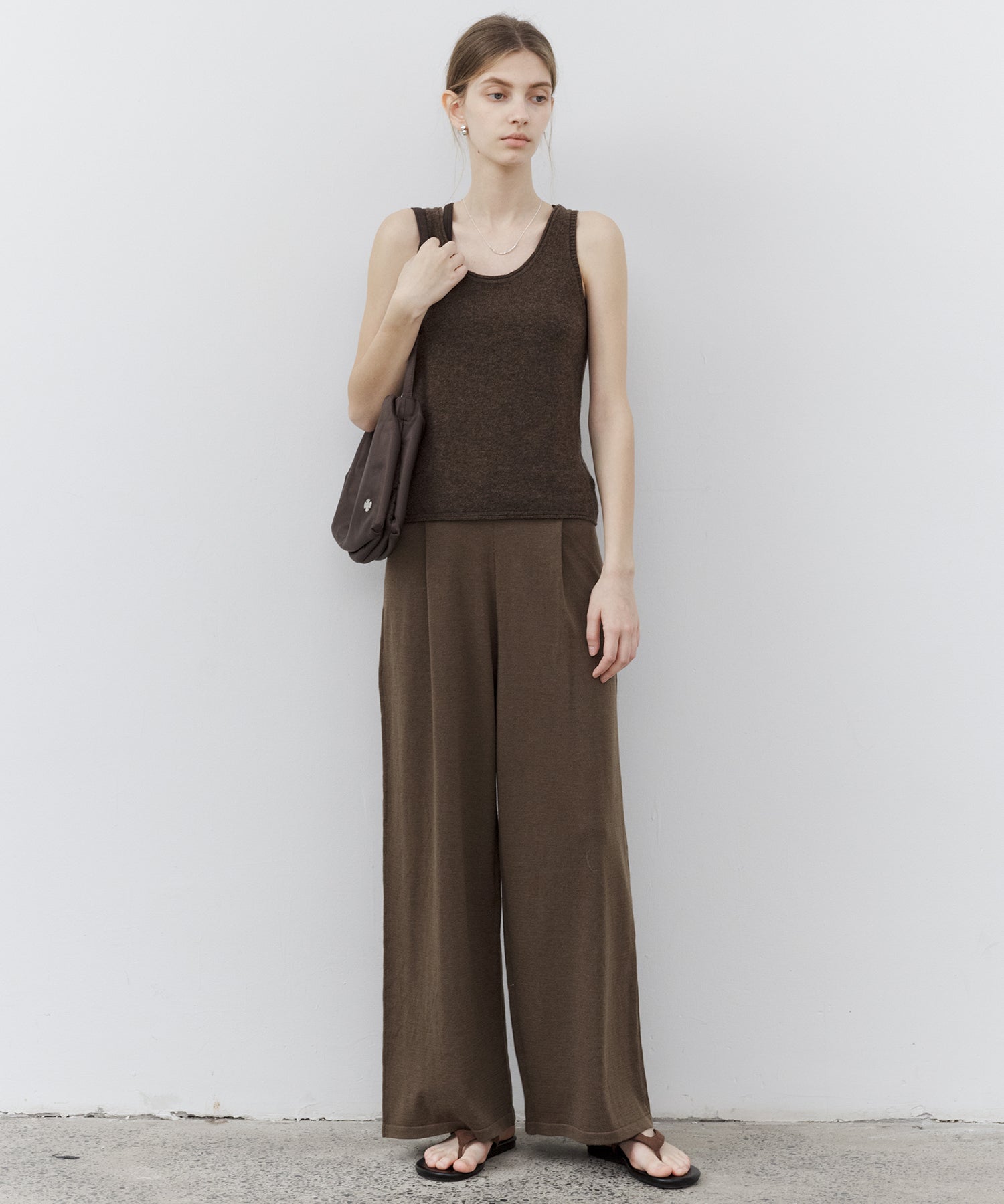 Drawstring Knit Wide Pants
