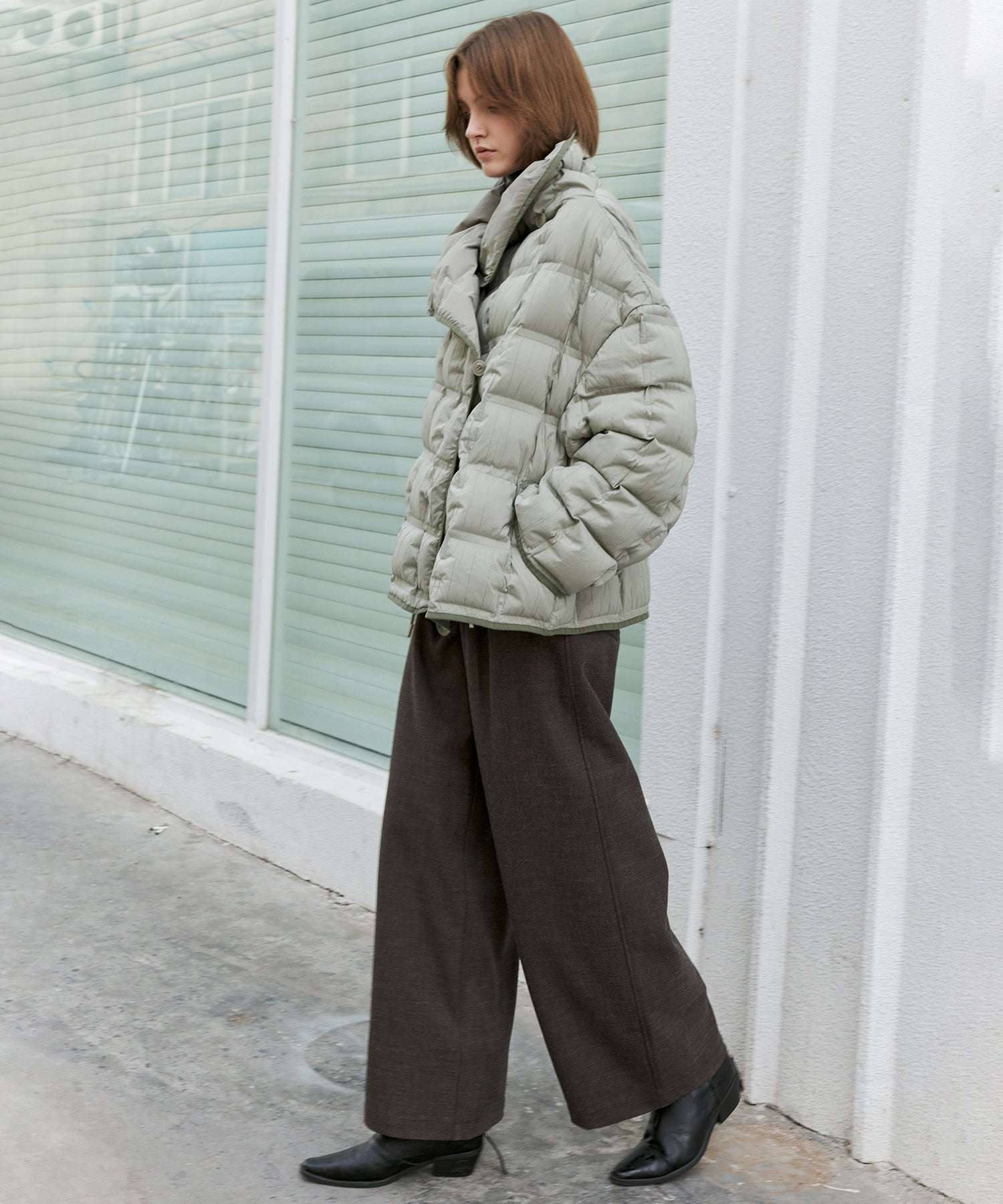 Crinkled Stand Collar Down Jacket
