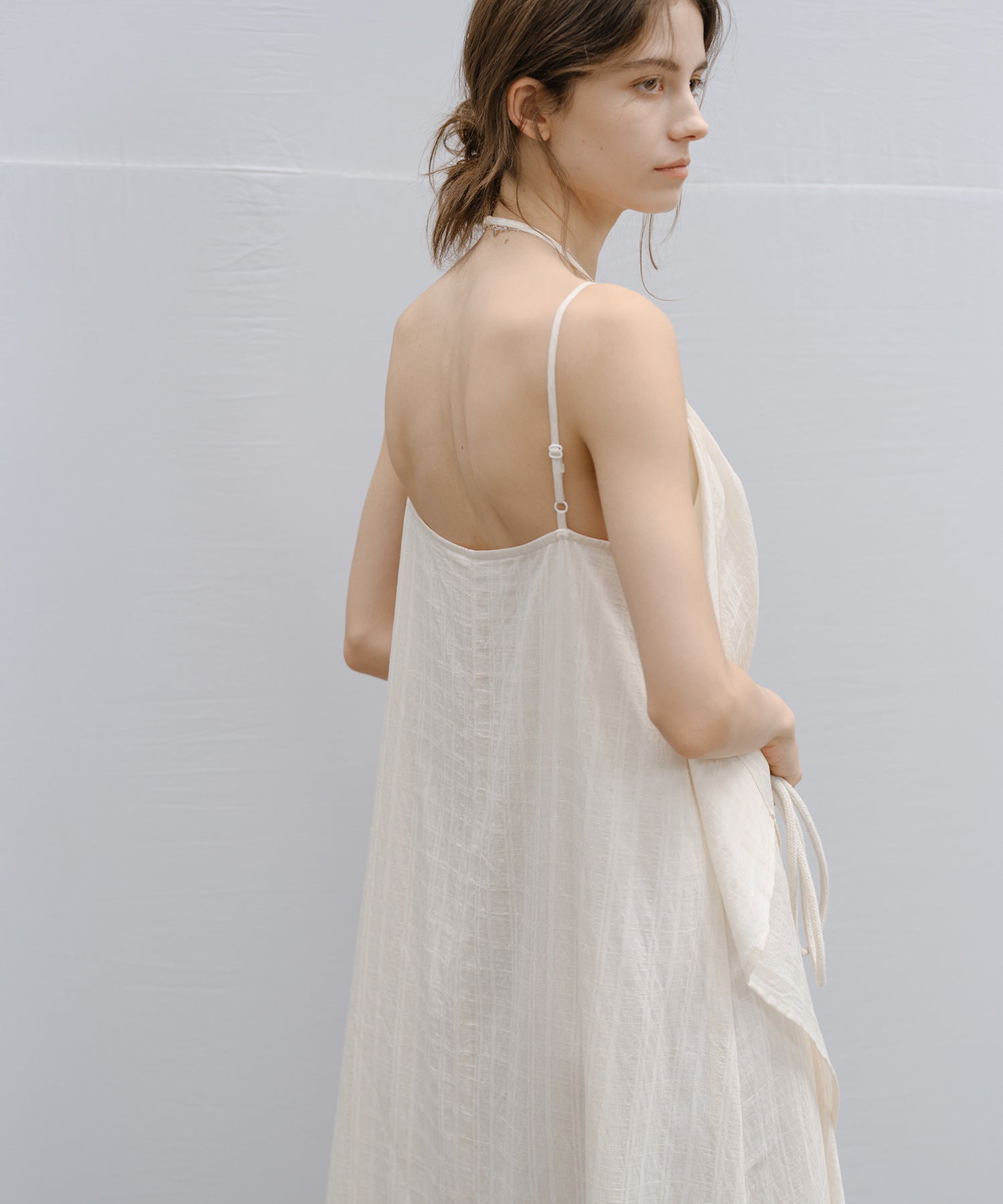 Textured Crepe Slip Dress