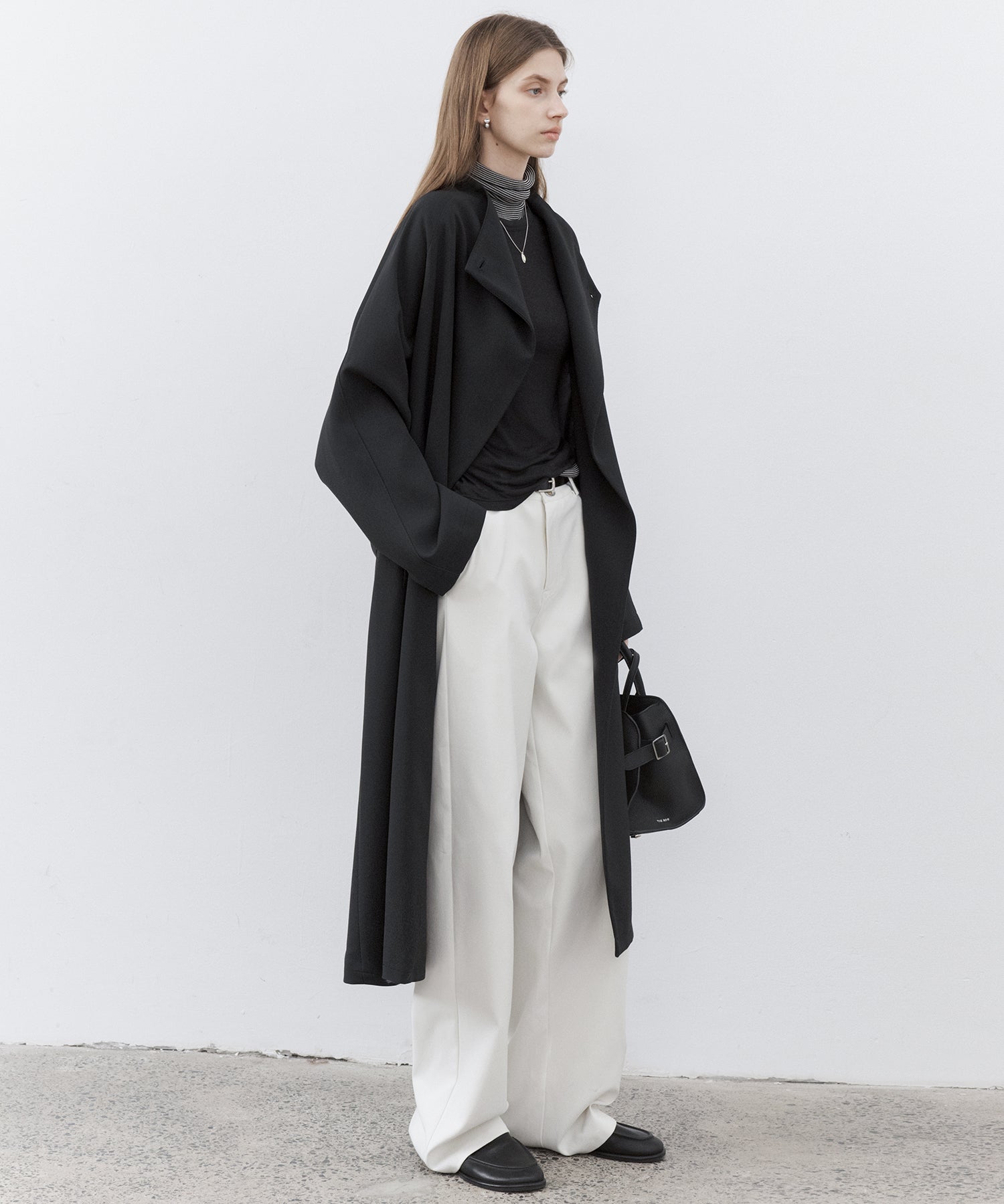 Asymmetric Collar Raglan Sleeve Long Coat