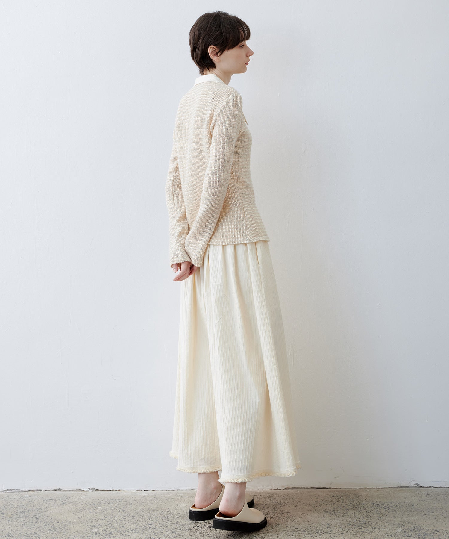 Textured Jacquard Fringe Hem A-Line Skirt