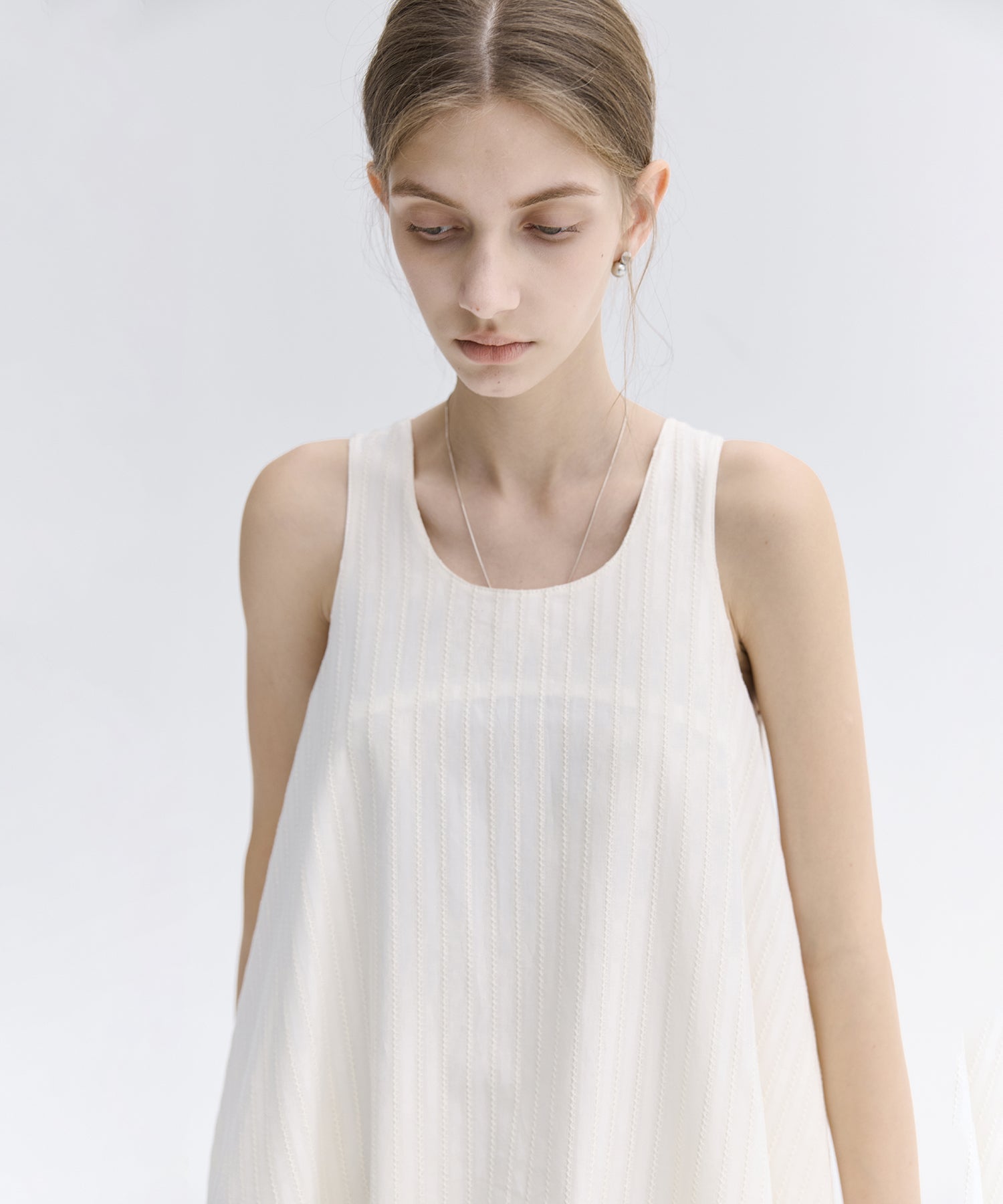Jacquard Stripe Cocoon Sleeveless Dress