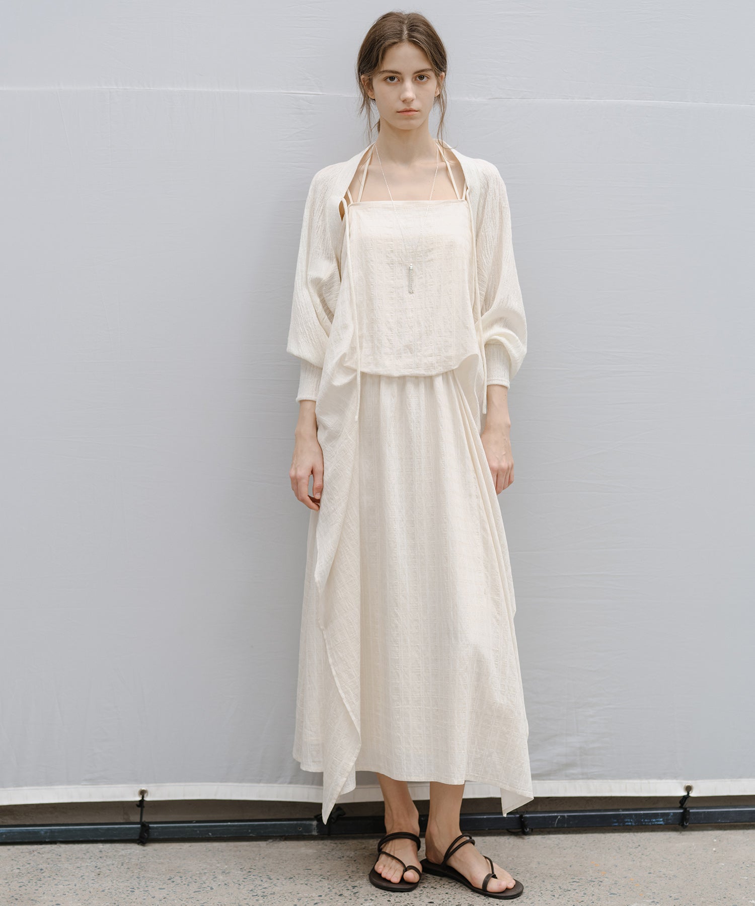 "Shipping from late February to early March" Textured Sheer Bolero Cardigan