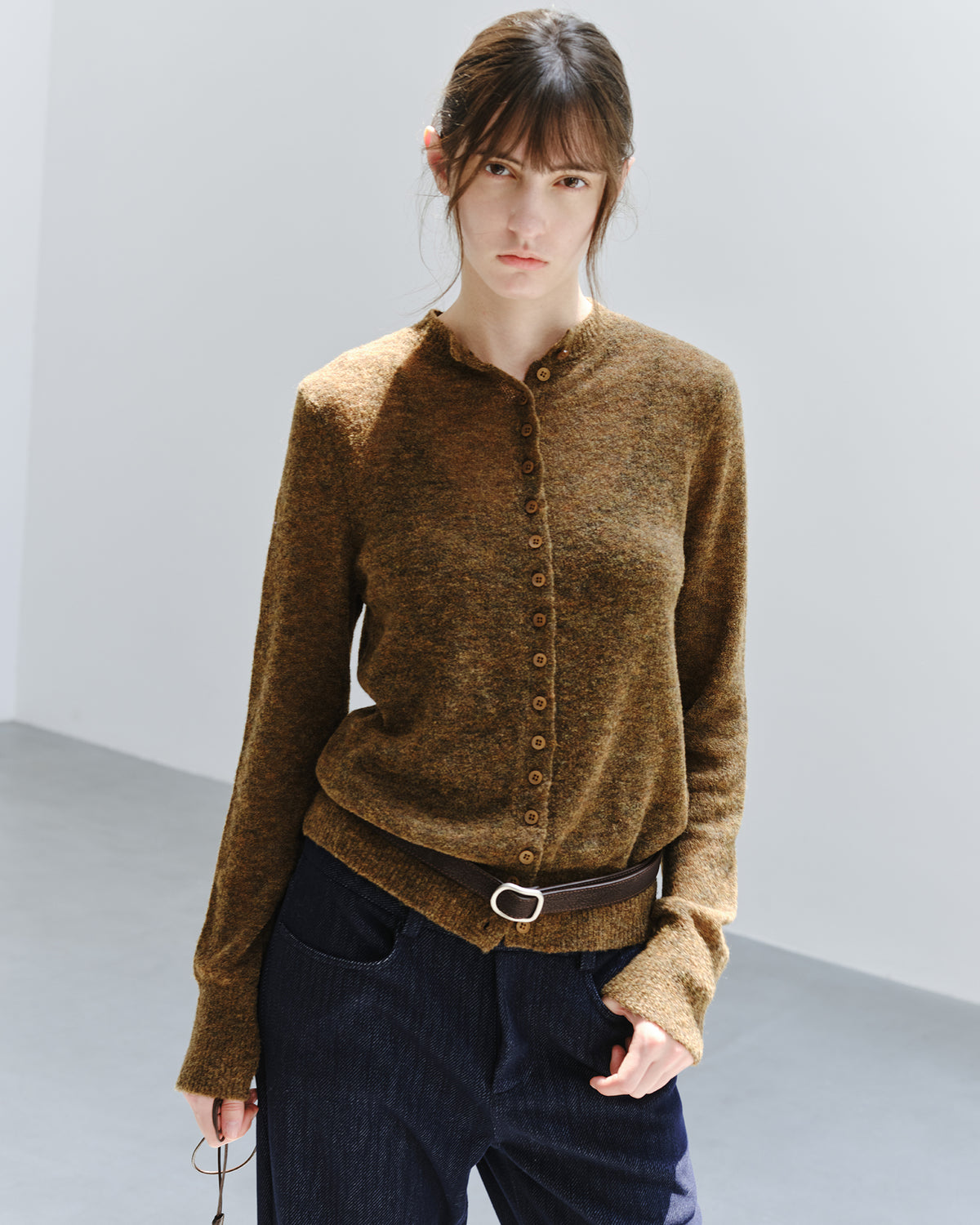「10月下旬出荷予定」Melange Wool-Blend Multi Button Knit Cardigan