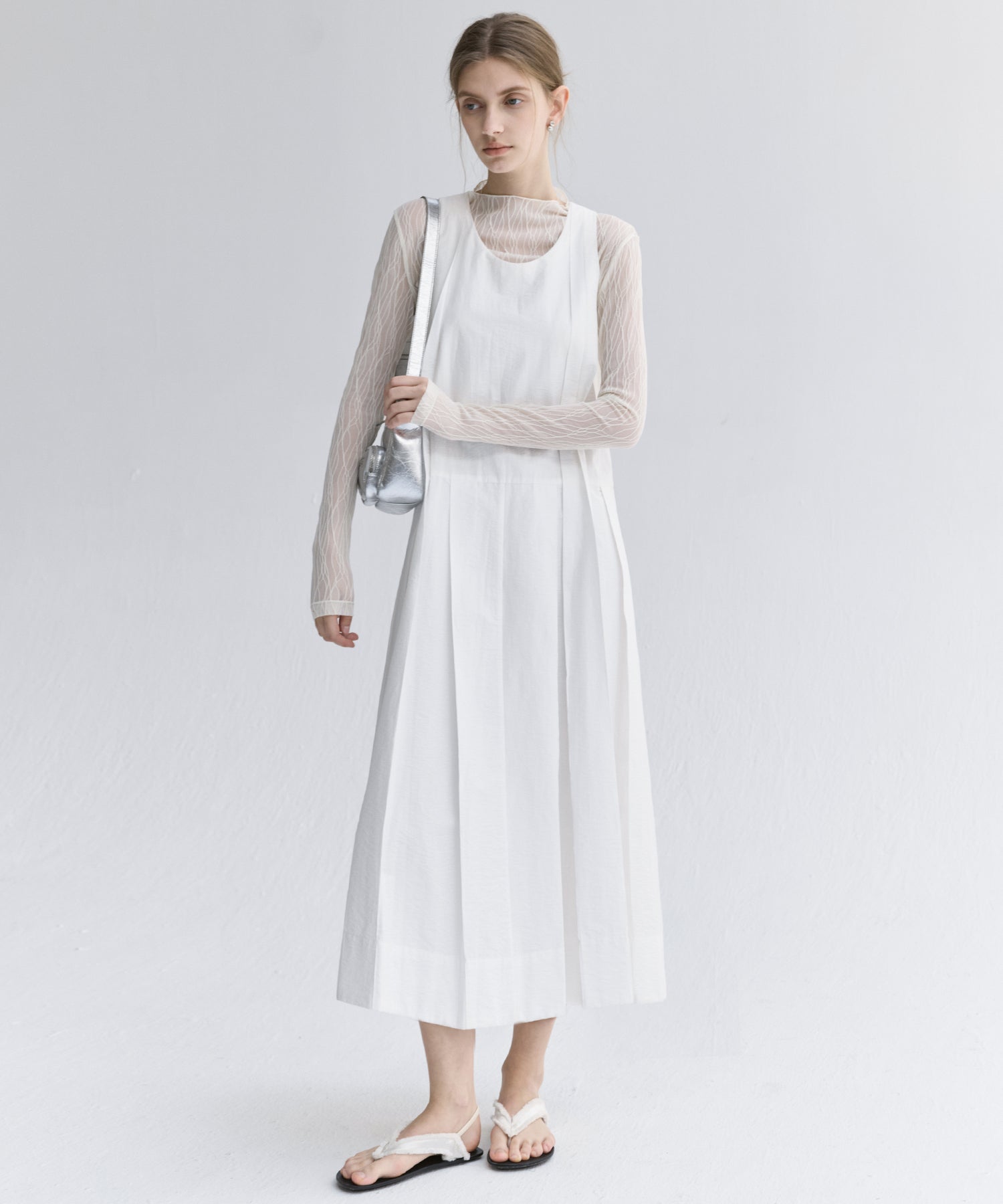 Tucked Sleeveless Long Dress