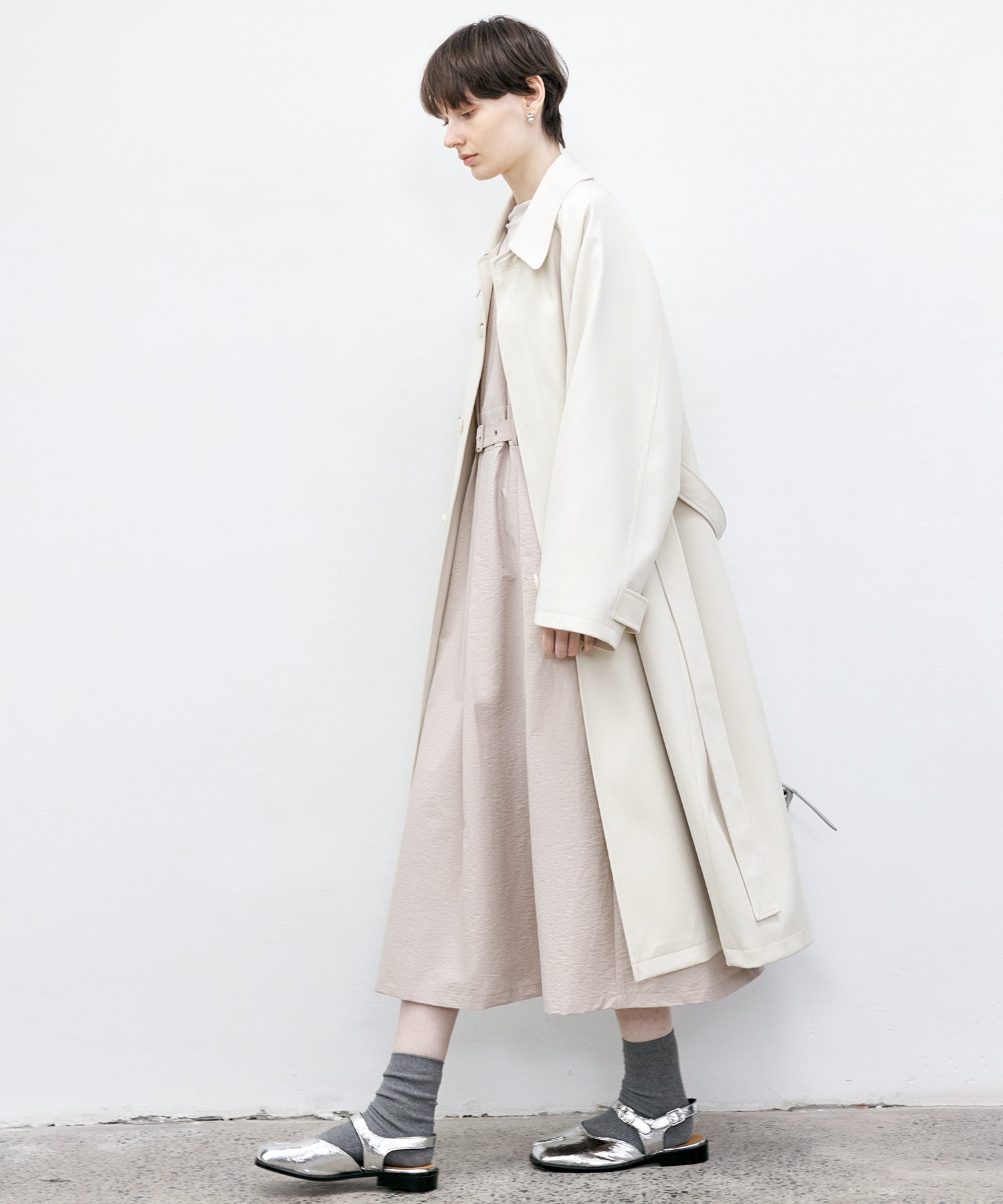 Oversized Raglan Sleeve Long Coat with Belt