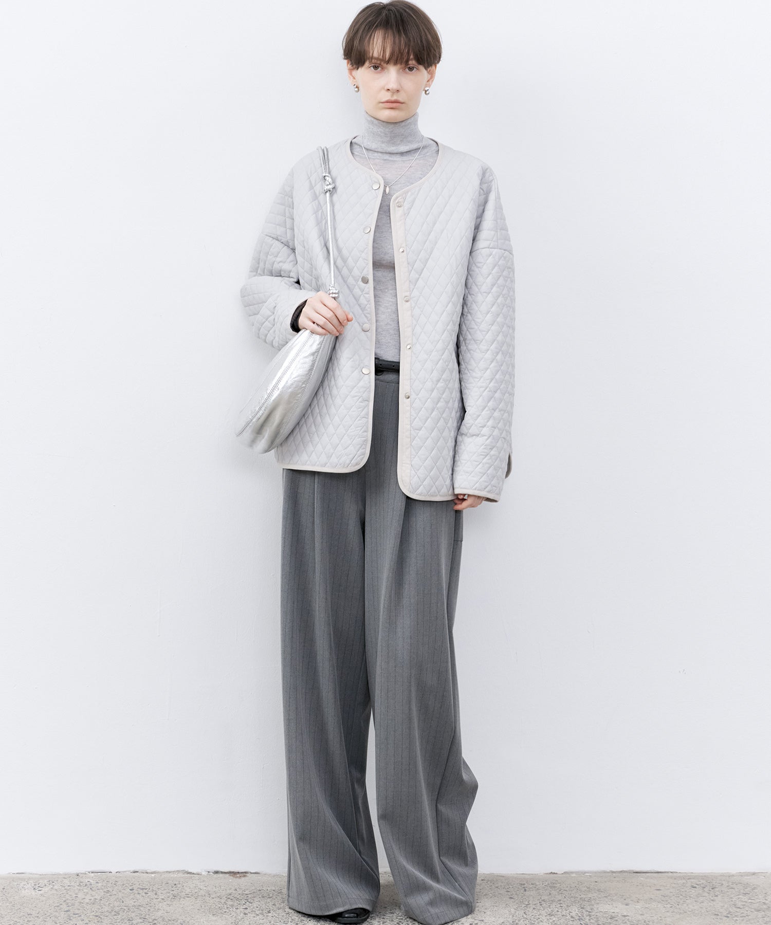 High-Waisted Striped Wide Slacks