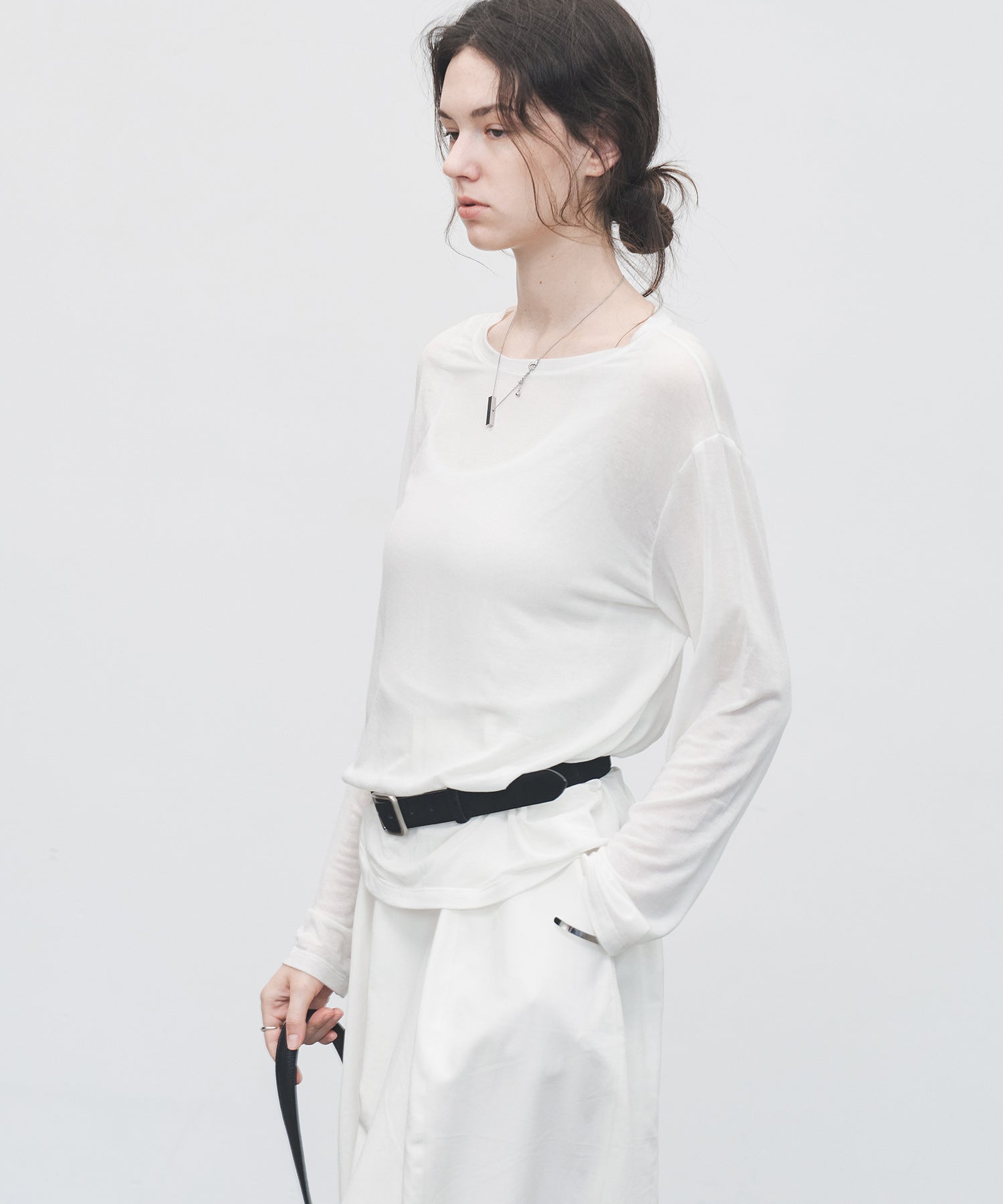 Minimalist Suede Leather Belt with Matte Silver Buckle