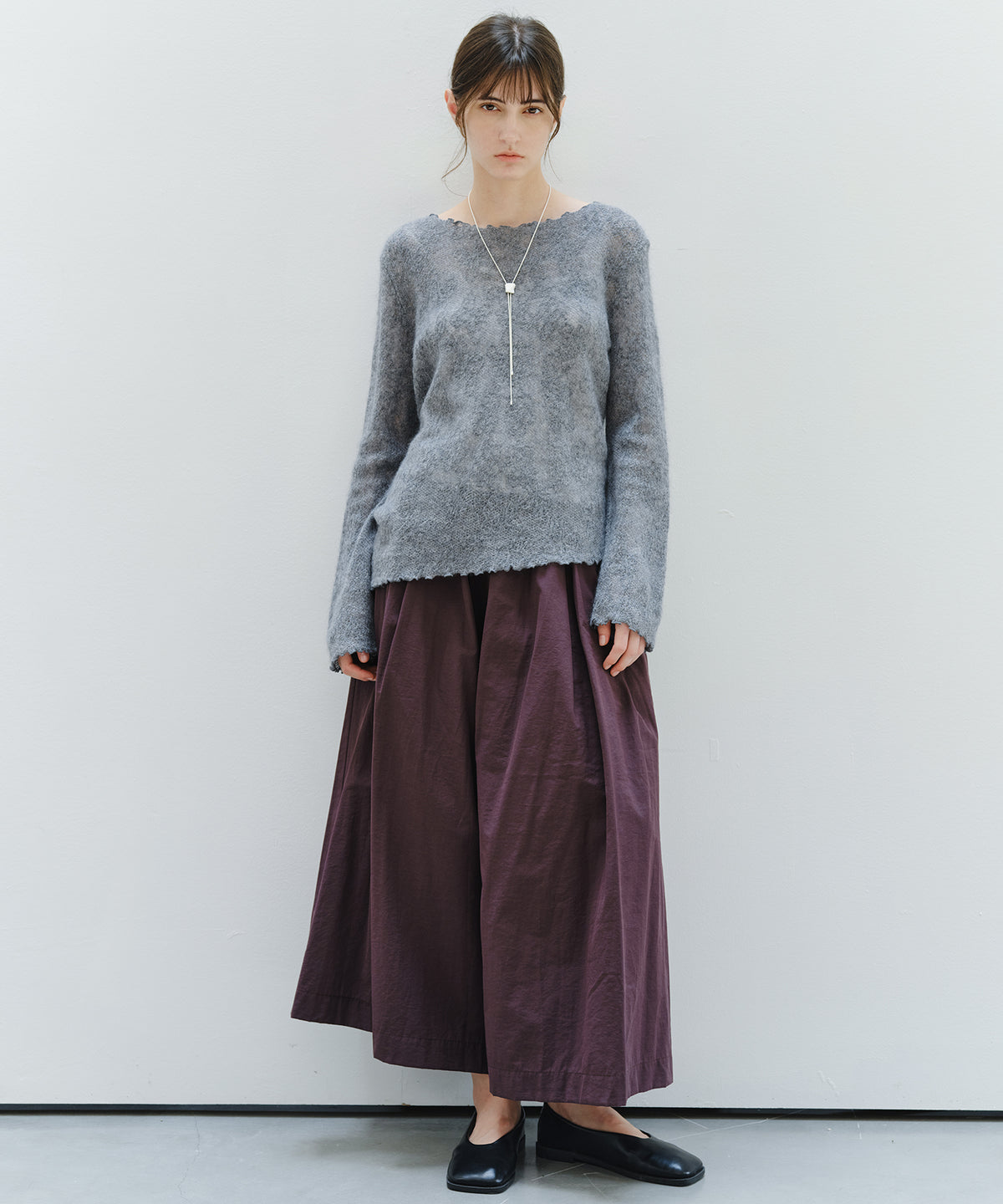 「9月下旬出荷予定」Sheer Jacquard Wool Silk Knit Top