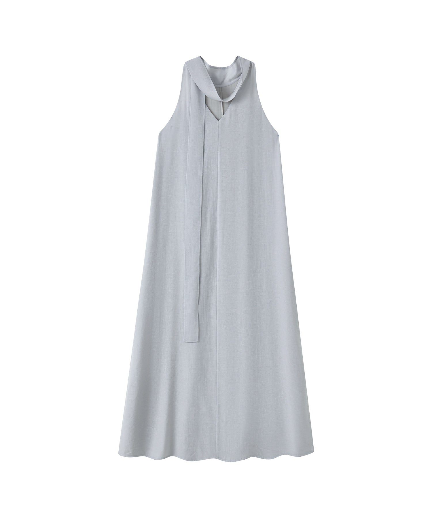 Acetate-Blend V-Neck Ribbon Detail Sleeveless Dress