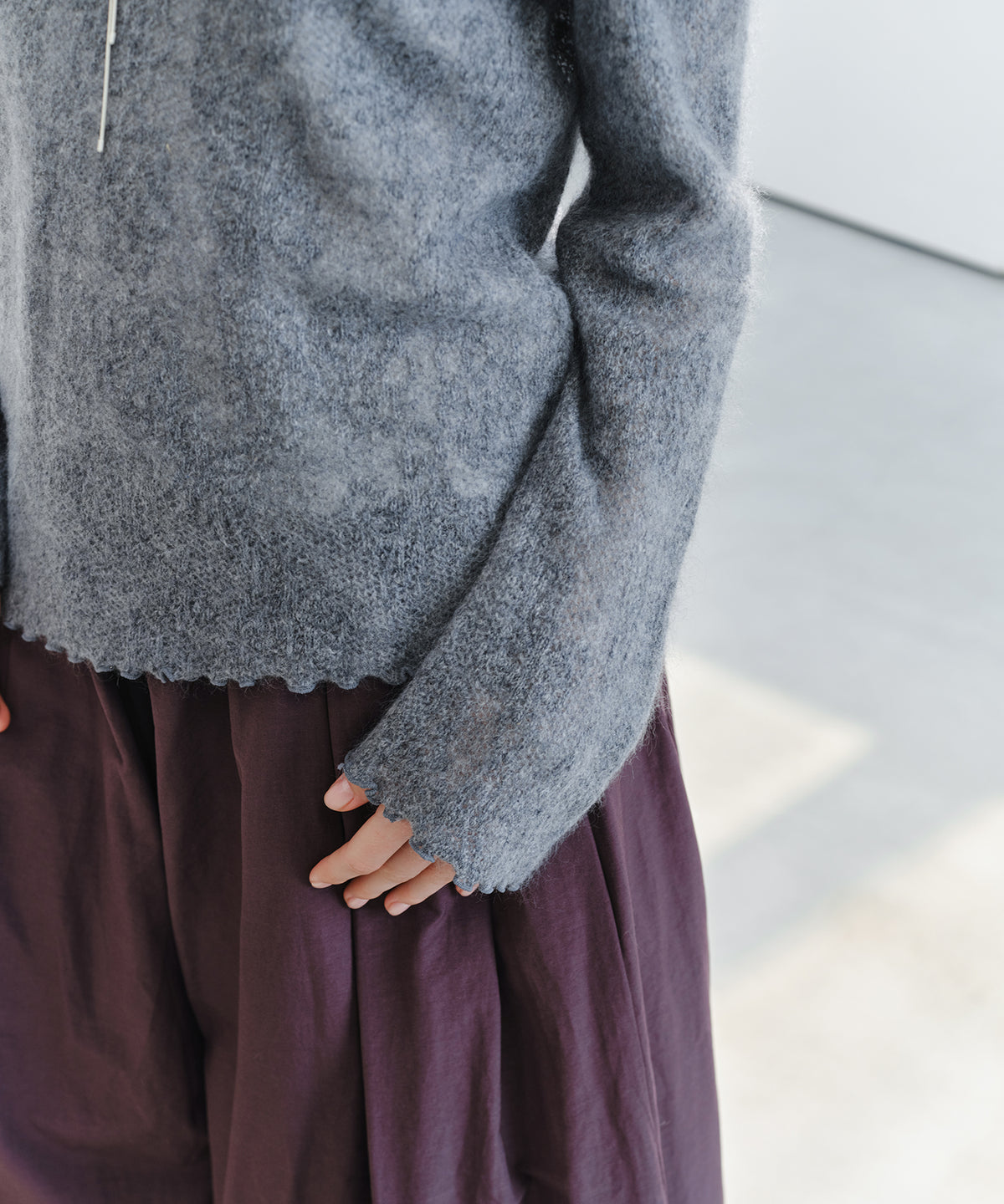 「9月下旬出荷予定」Sheer Jacquard Wool Silk Knit Top