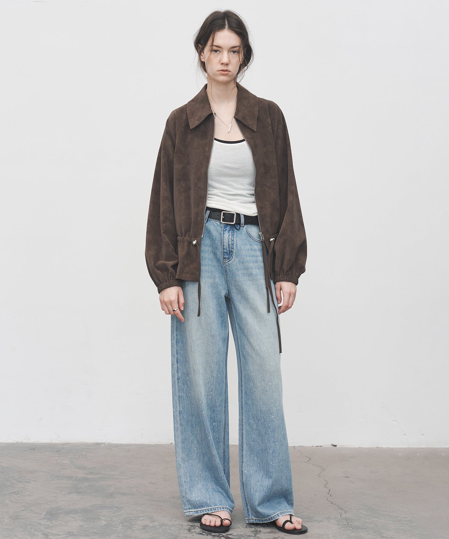 Gradient Rhinestone Wide-Leg Jeans