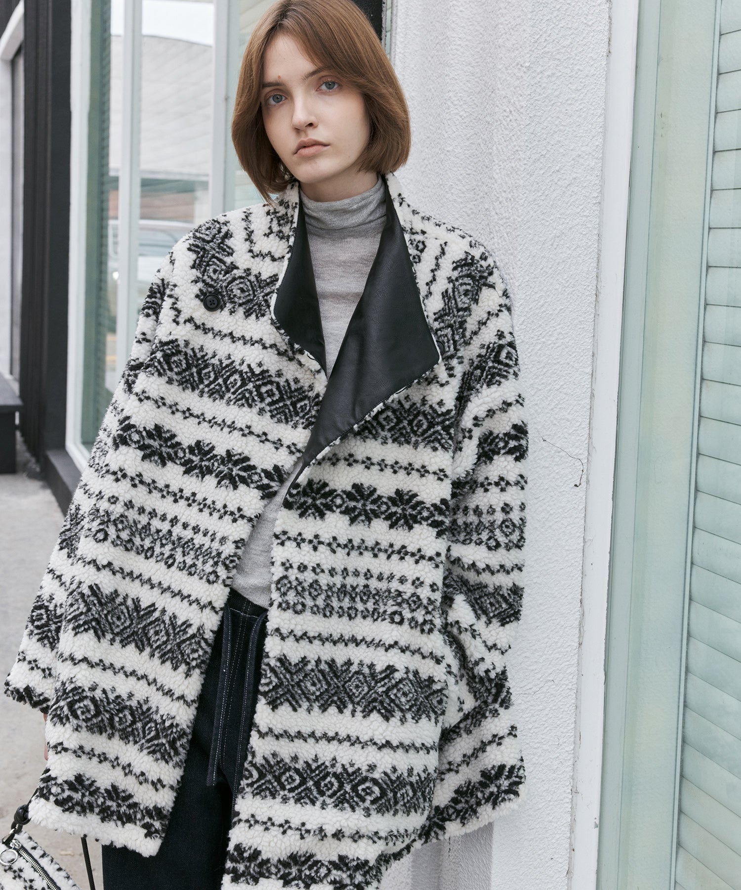 Fair Isle Relaxed Fit Fleece Jacket