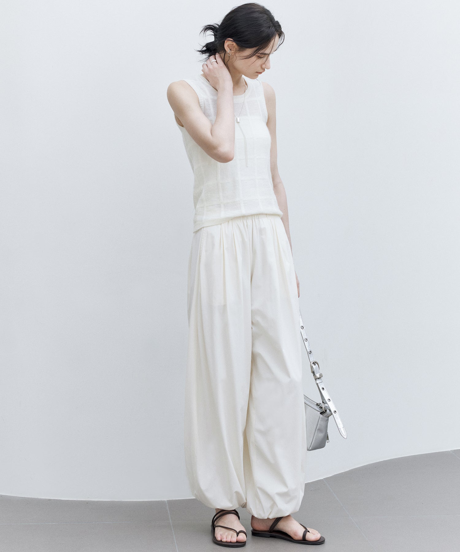 Sheer Check Knit Sleeveless Top
