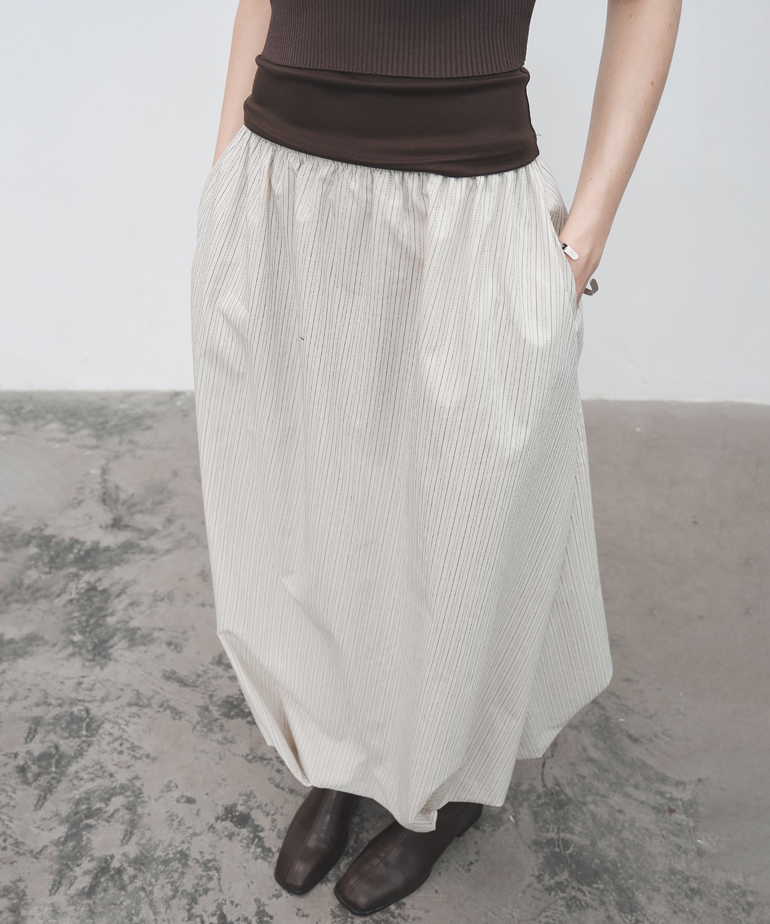 Twist-Detail Striped Balloon Skirt