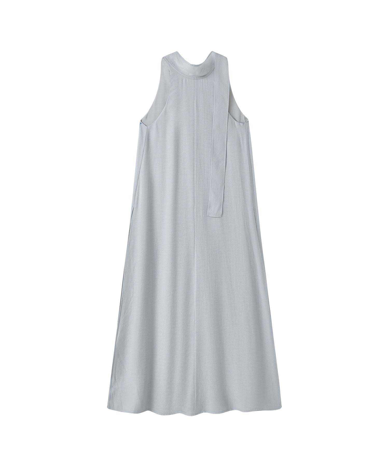 Acetate-Blend V-Neck Ribbon Detail Sleeveless Dress