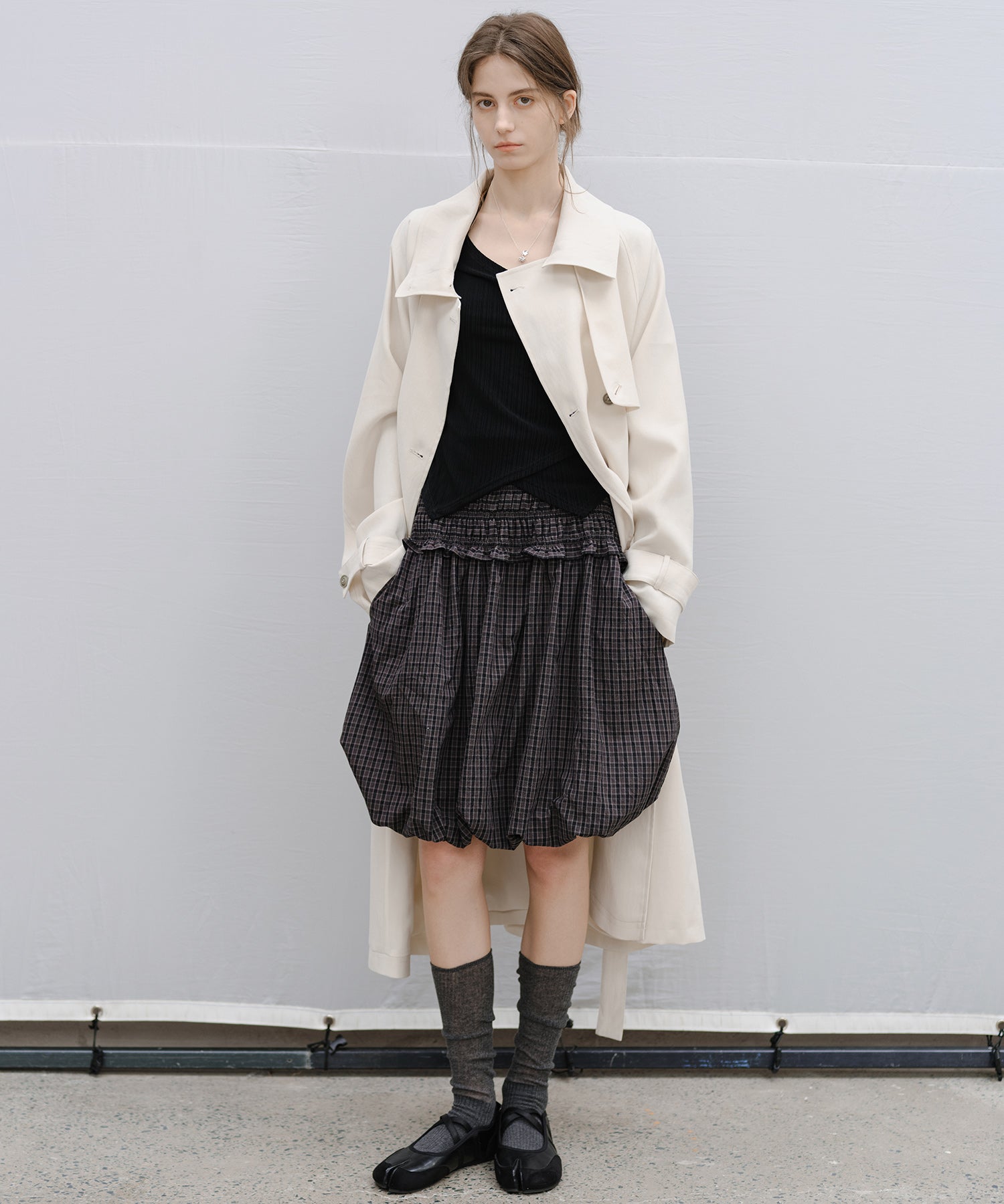 Stand Collar Belted Long Trench Coat