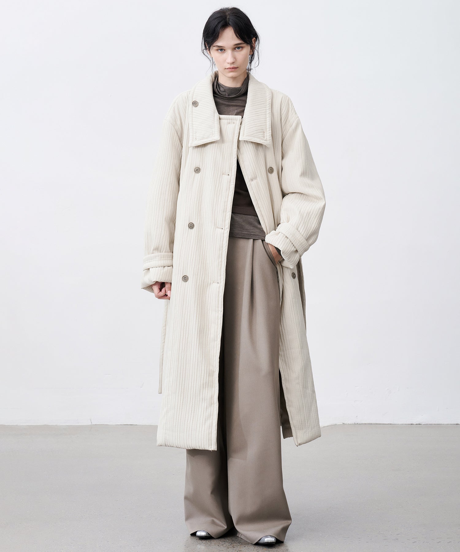 Stand Collar Oversized Long Cotton Coat