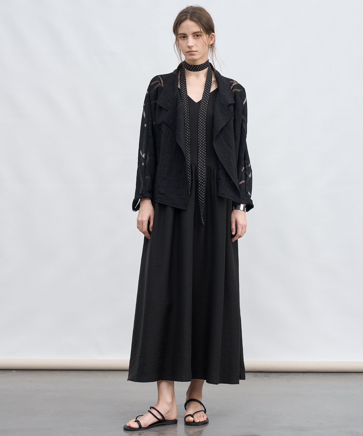 쉬어 기하학적 번아웃 숏 재킷