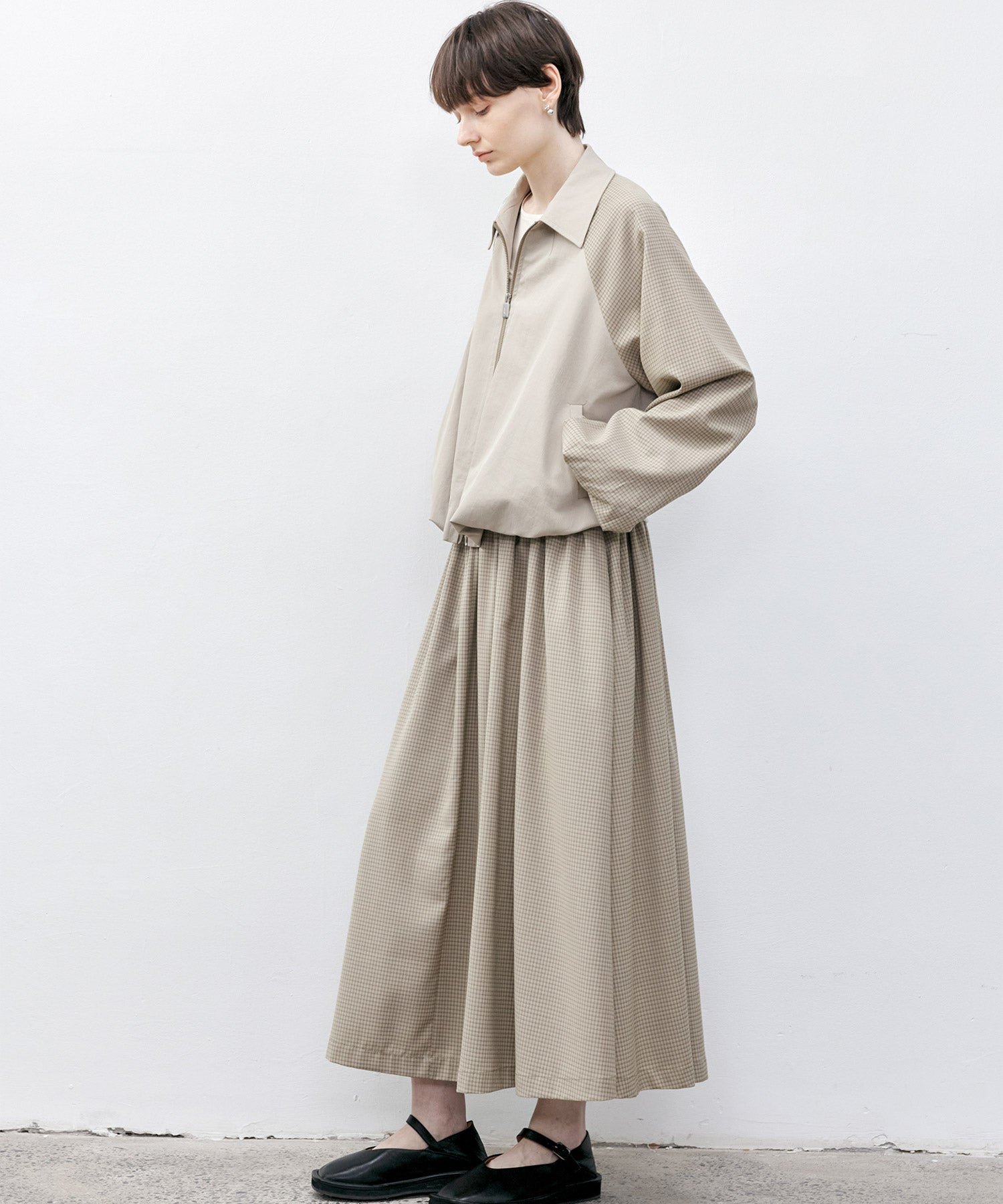 Balloon Check Color-Block Jacket