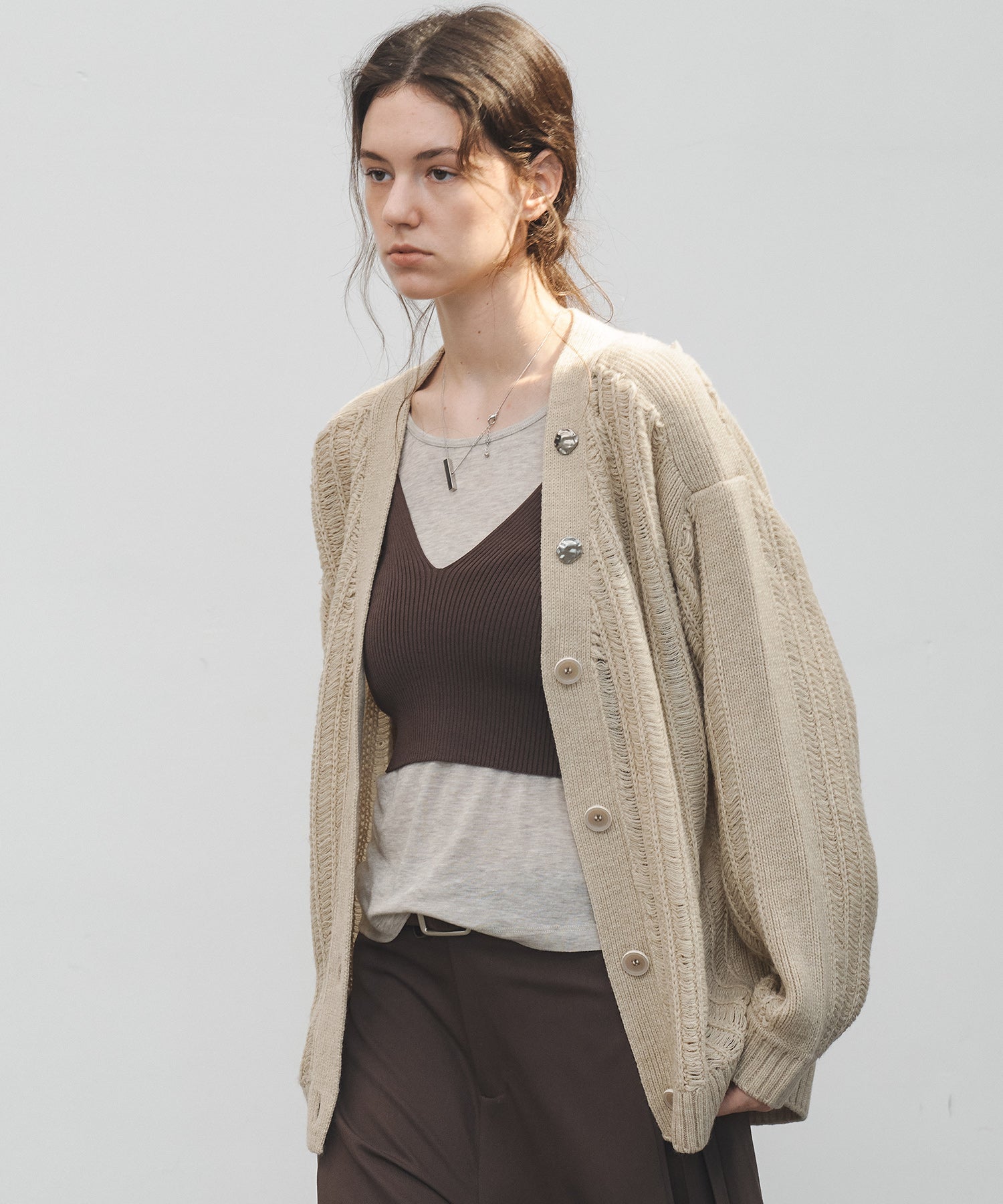 3D Textured Knit Loose Fit Cardigan