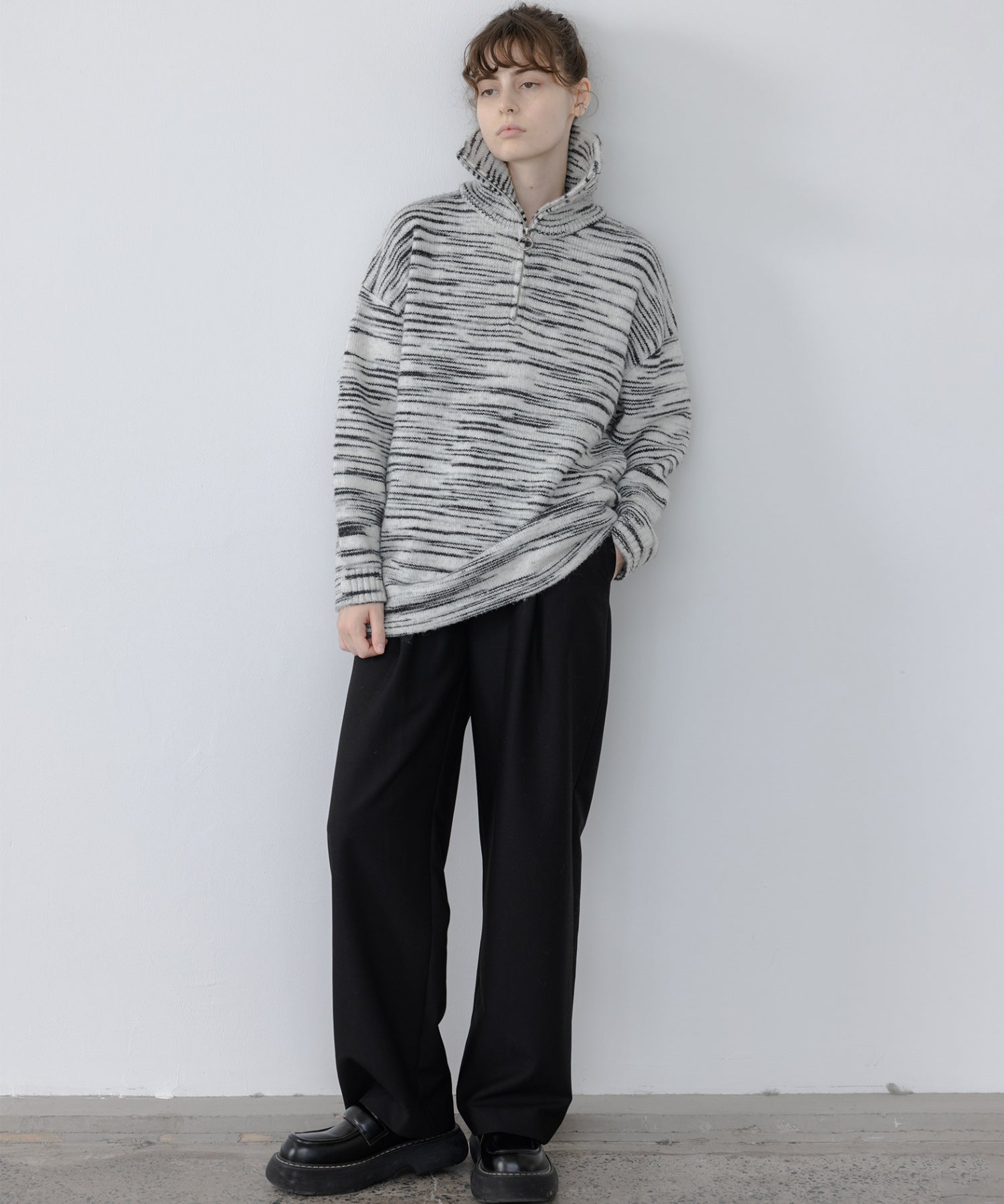 Half-Zip Oversized Polo Knit Pullover