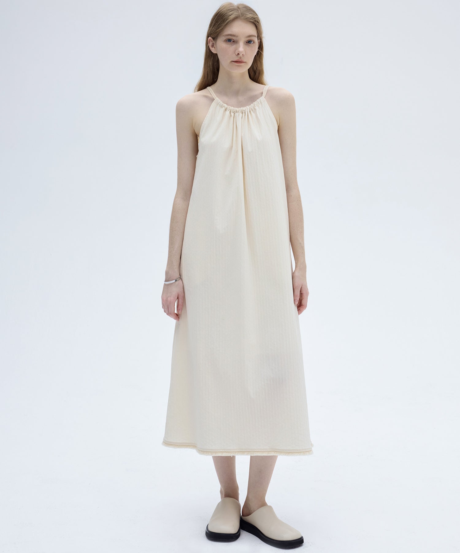 Fringe Hem Halter Neck Camisole Dress