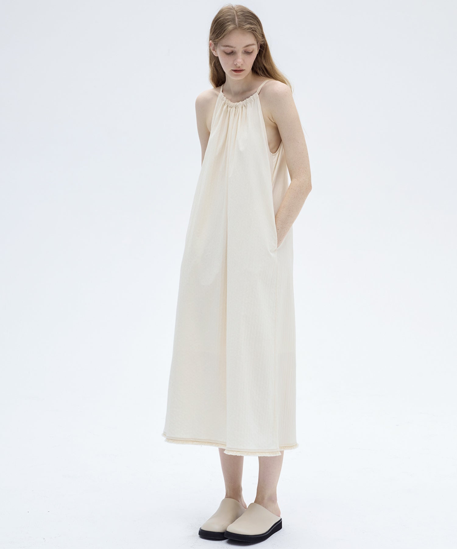 Fringe Hem Halter Neck Camisole Dress
