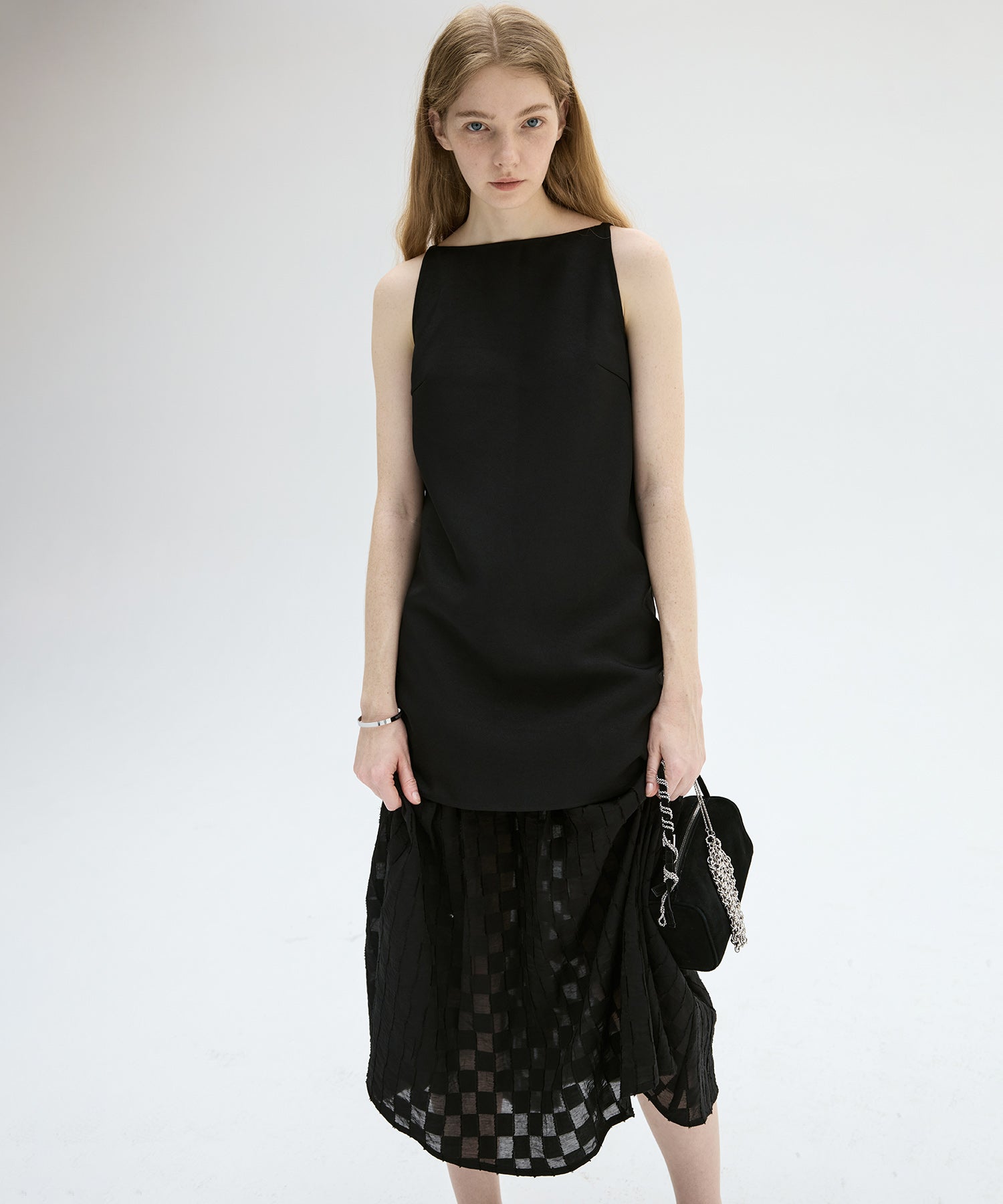 Layered Check & Stripe Dress